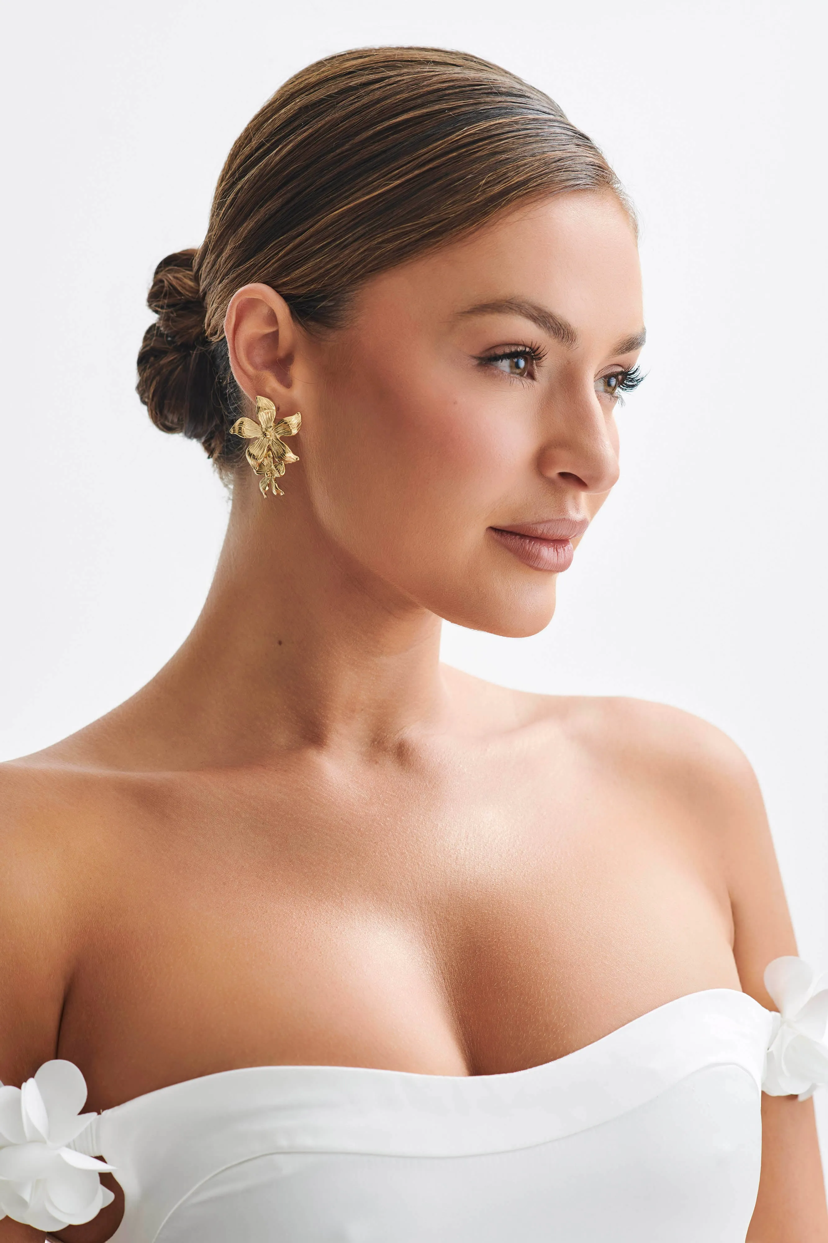 Infatuated Drop Flower Earrings - Gold sold by Meshki product image thumbnail 5