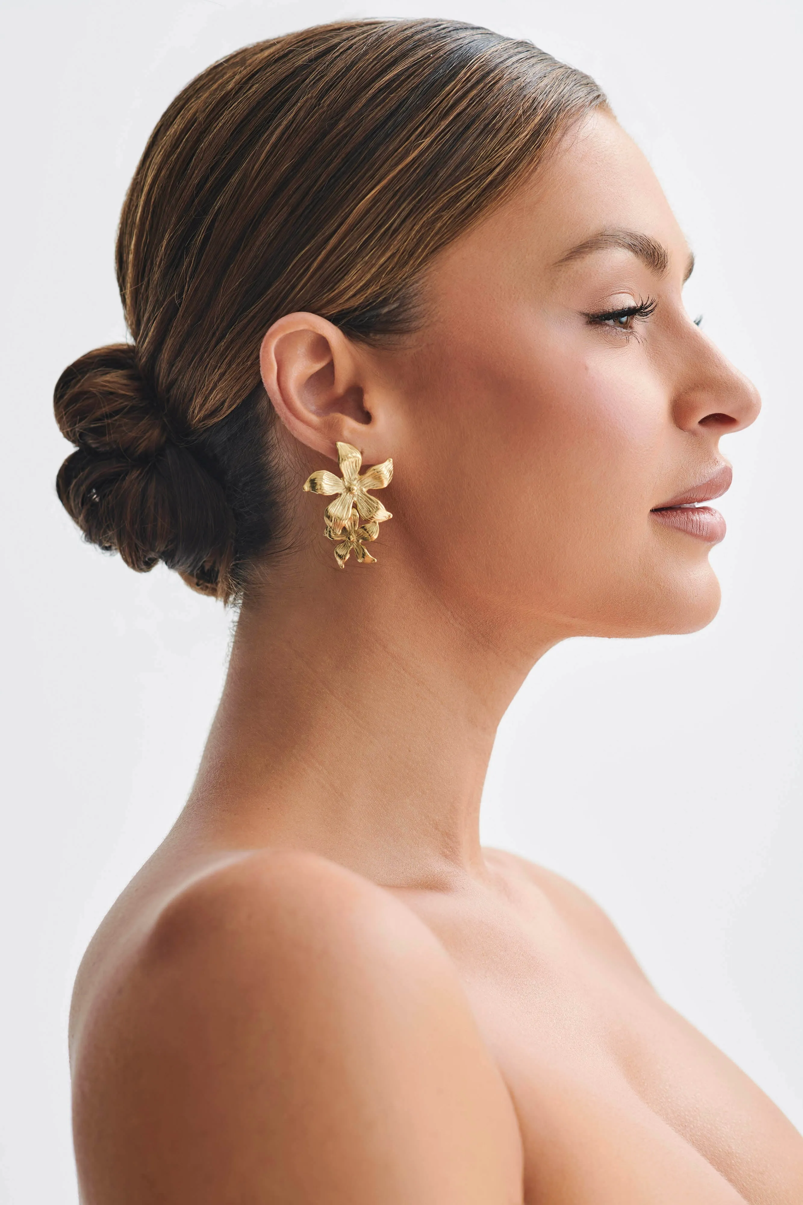 Infatuated Drop Flower Earrings - Gold sold by Meshki product image thumbnail 2