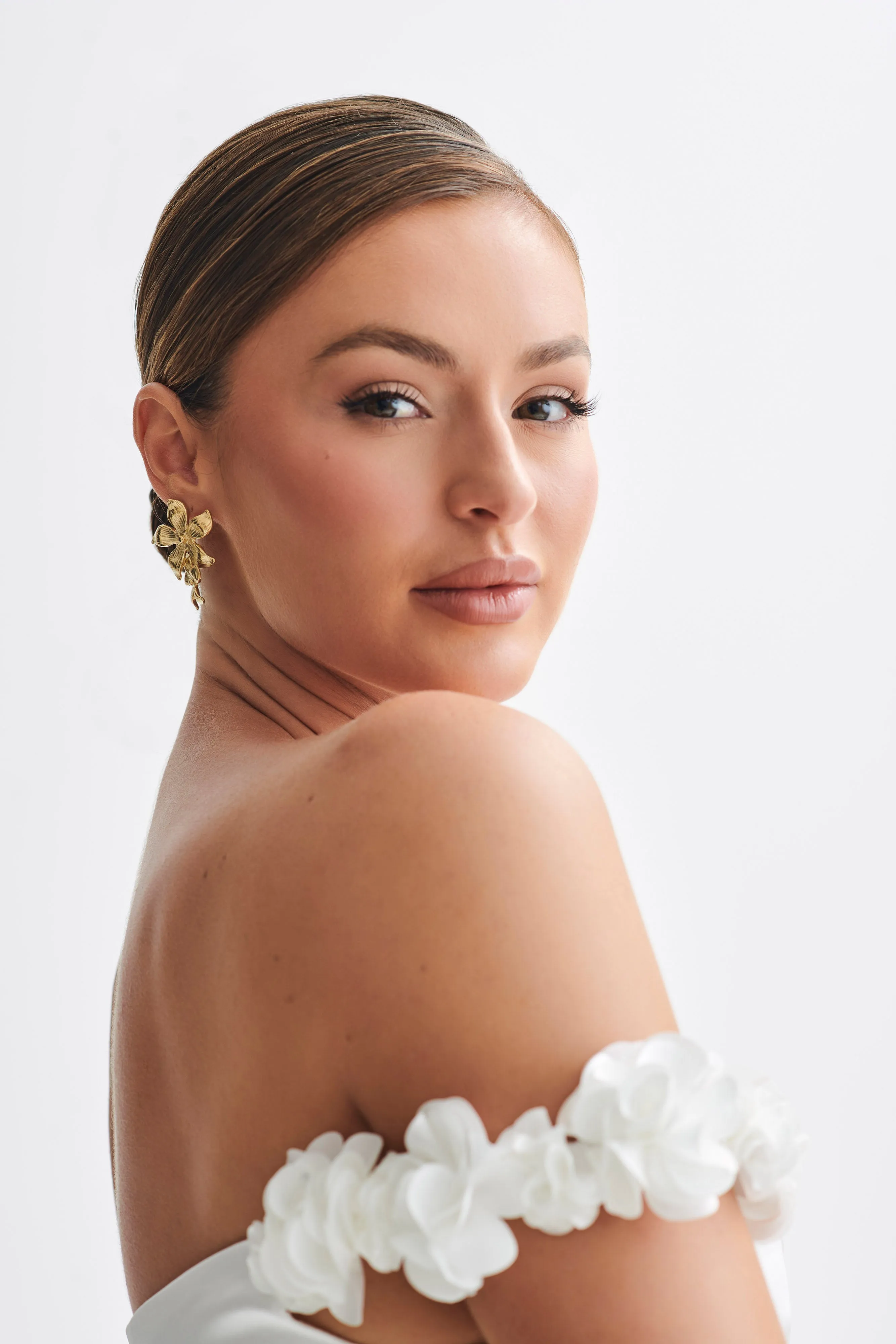 Infatuated Drop Flower Earrings - Gold sold by Meshki product image thumbnail 3