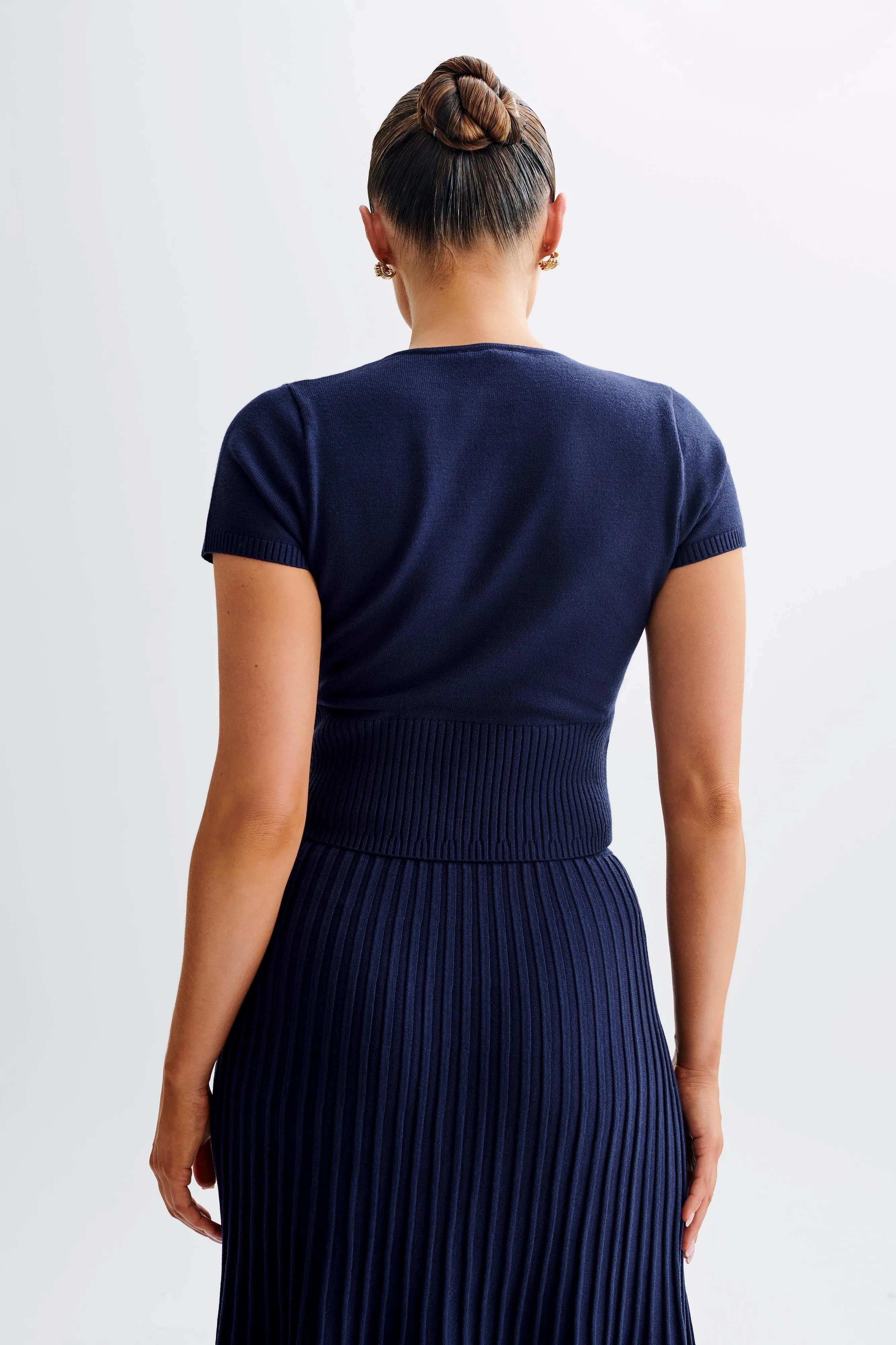 Jolene Button Up Knit Top - Navy sold by Meshki product image thumbnail 2