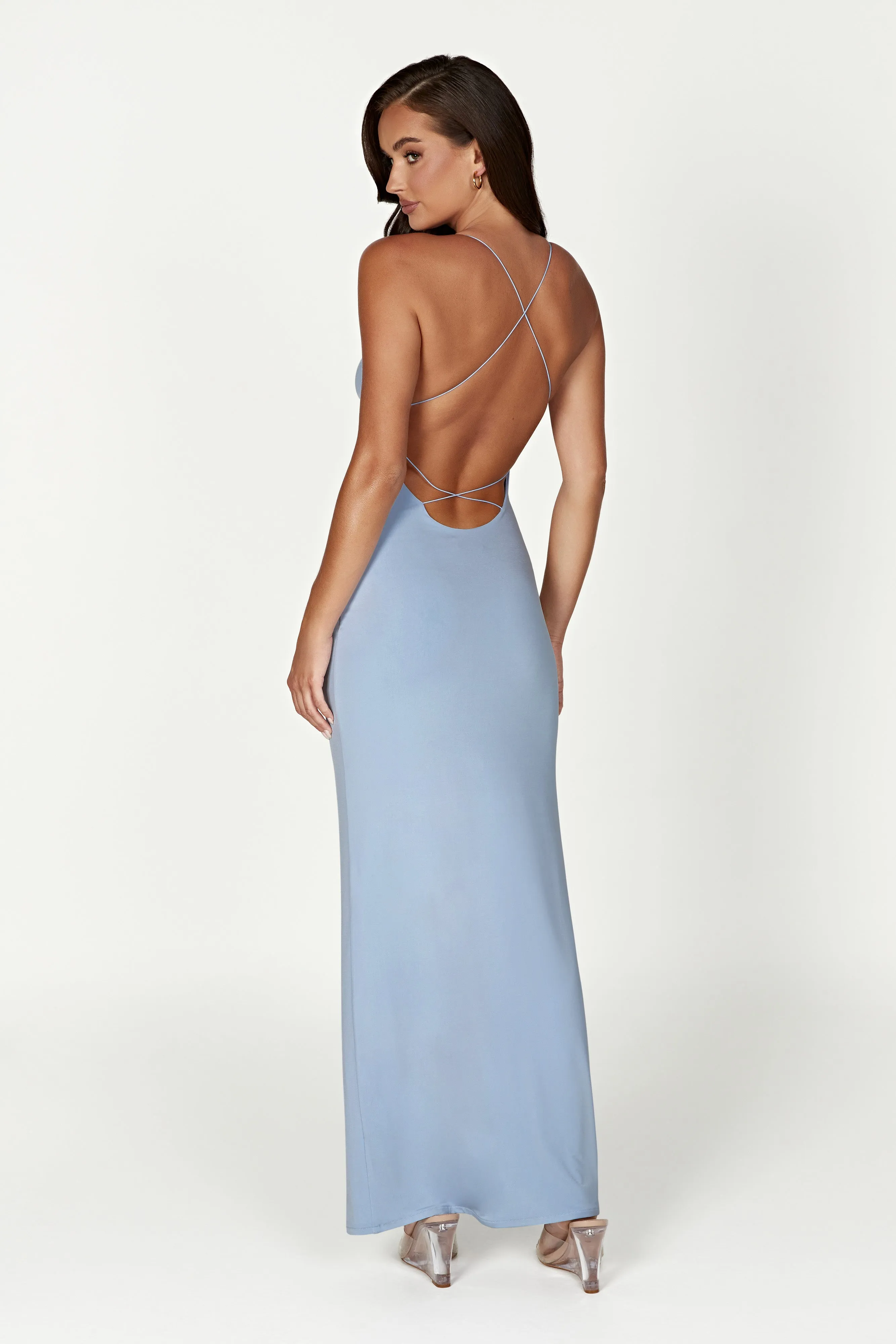 Sinead Twist Maxi Dress - Powder Blue sold by Meshki