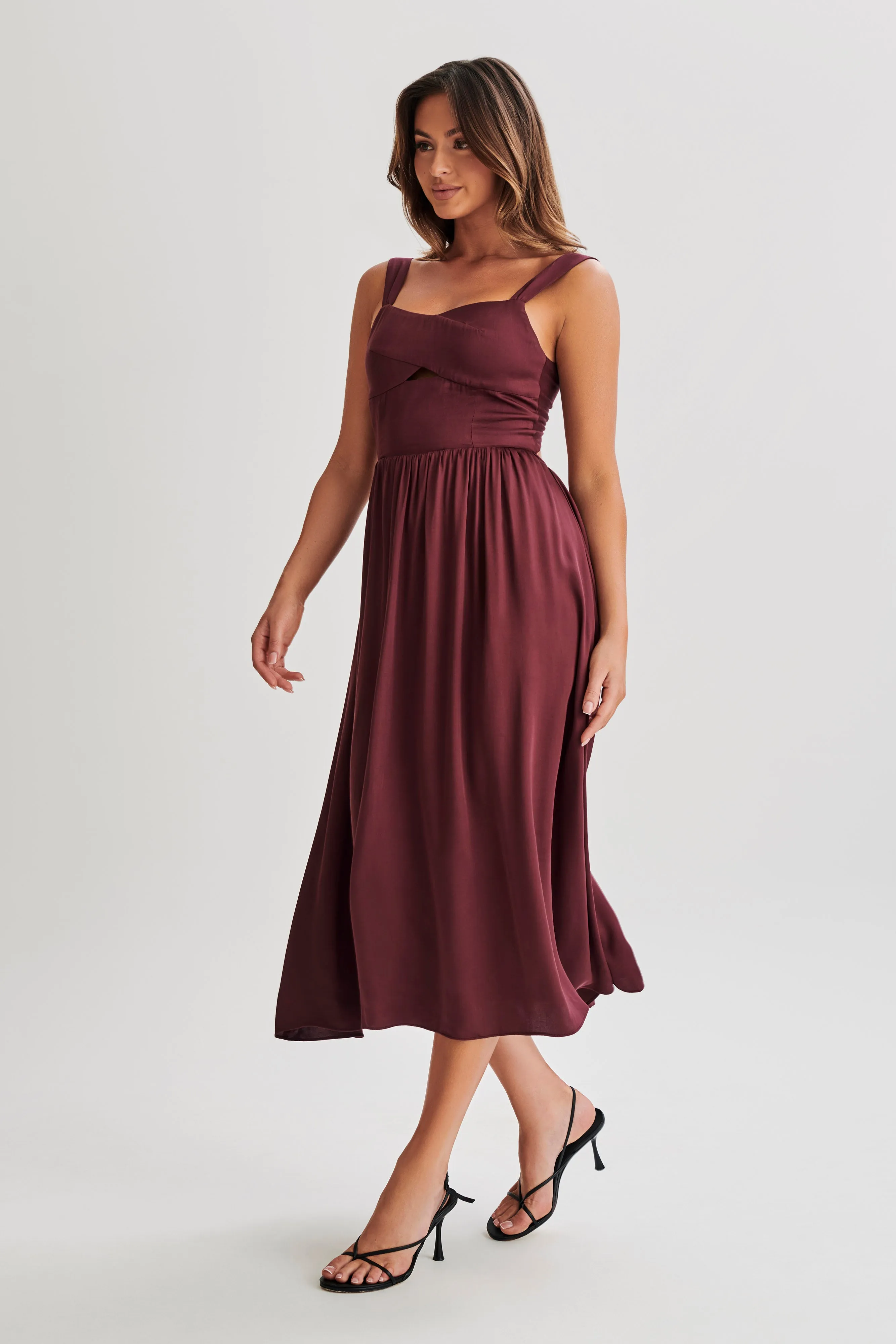 Thandi Midi Dress With Back Tie - Plum sold by Meshki product image thumbnail 4