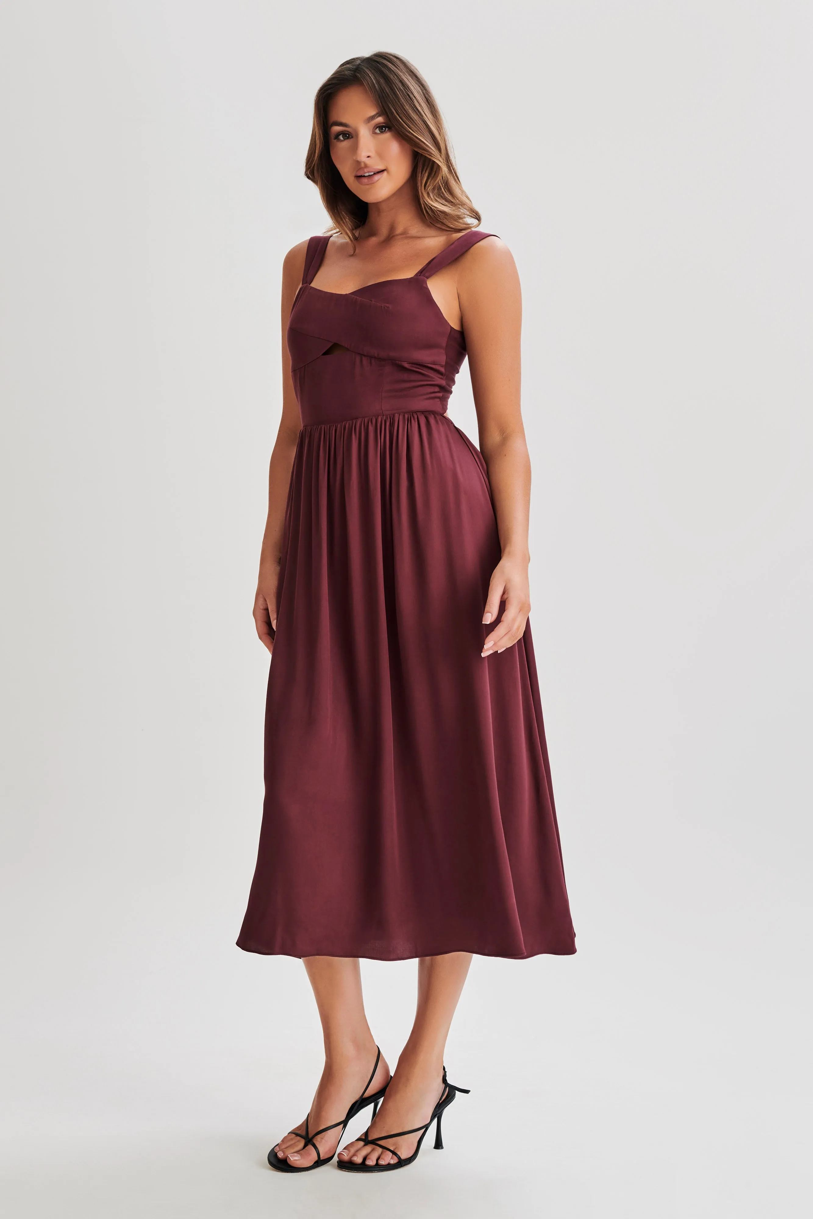 Thandi Midi Dress With Back Tie - Plum sold by Meshki product image thumbnail 5