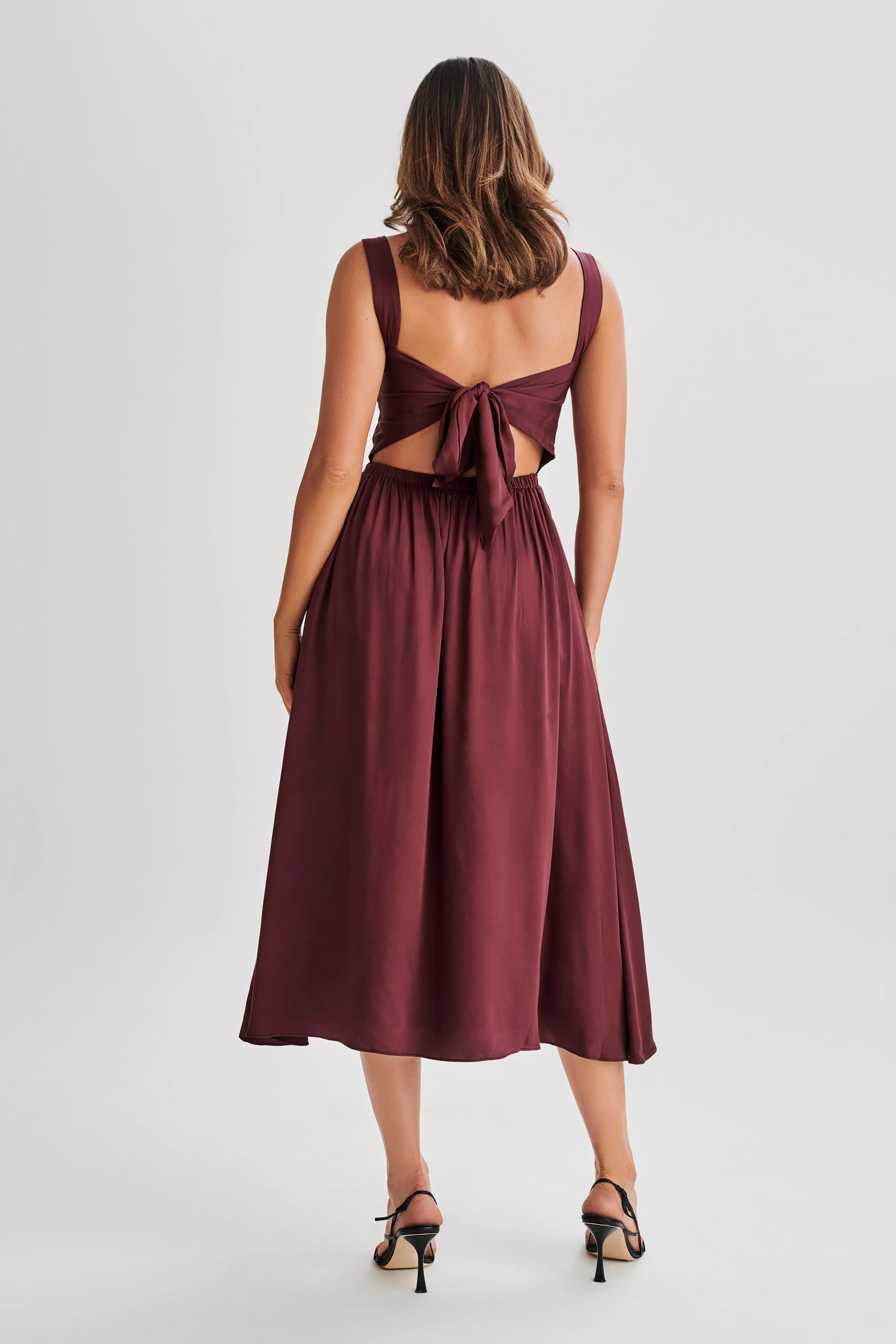 Thandi Midi Dress With Back Tie - Plum sold by Meshki product image thumbnail 3
