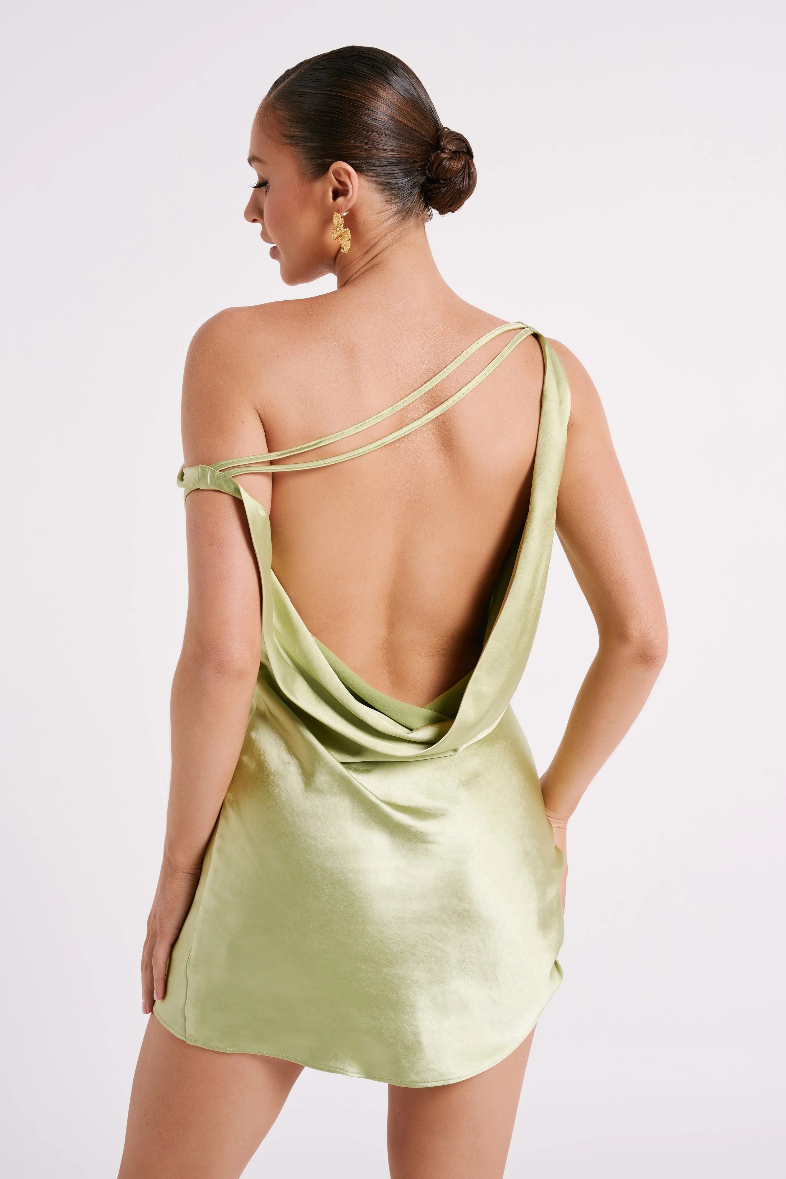Yvette Off Shoulder Mini Dress - Pistachio sold by Meshki product image thumbnail 2