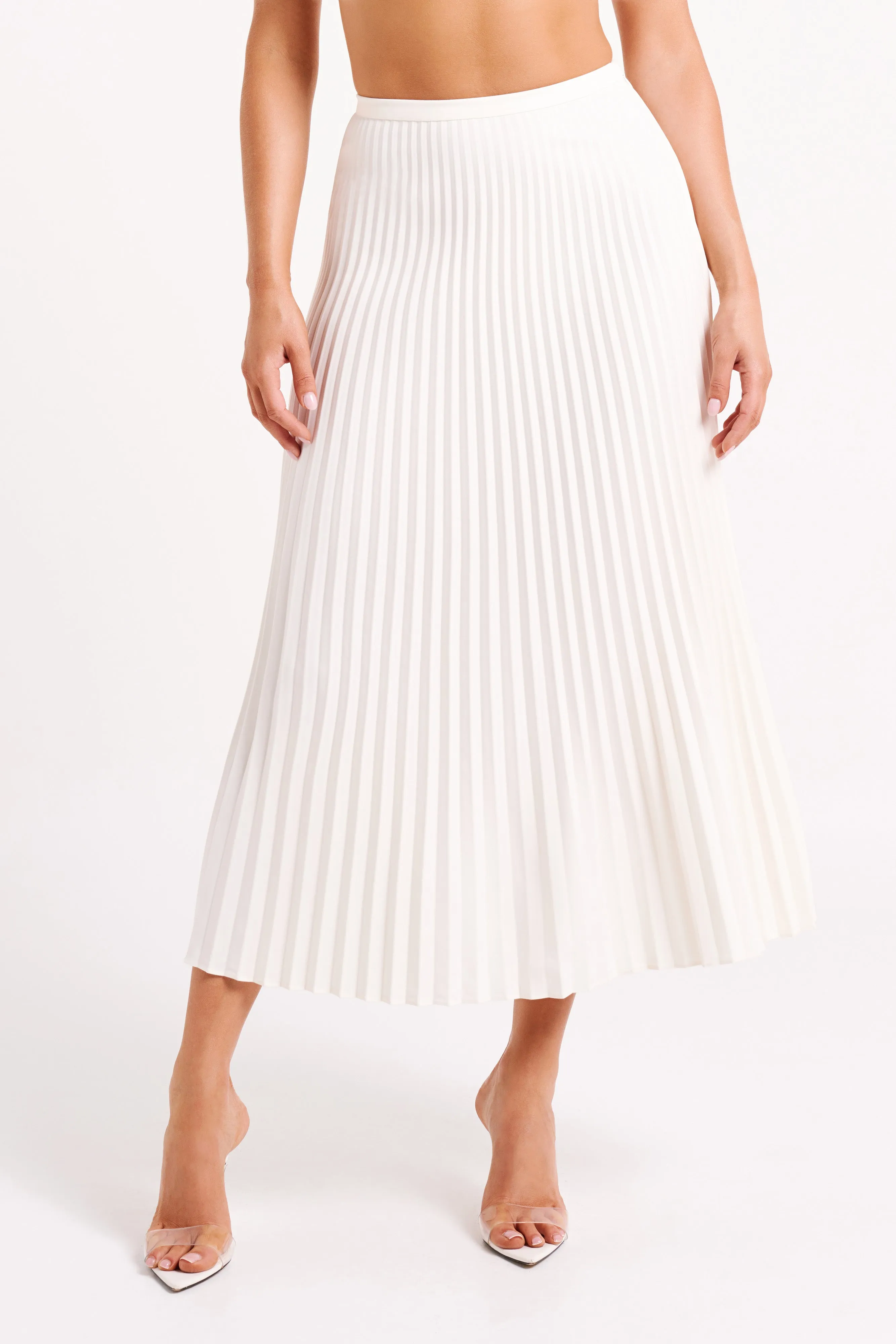 Twyla Pleated Suiting Maxi Skirt - Ivory sold by Meshki
