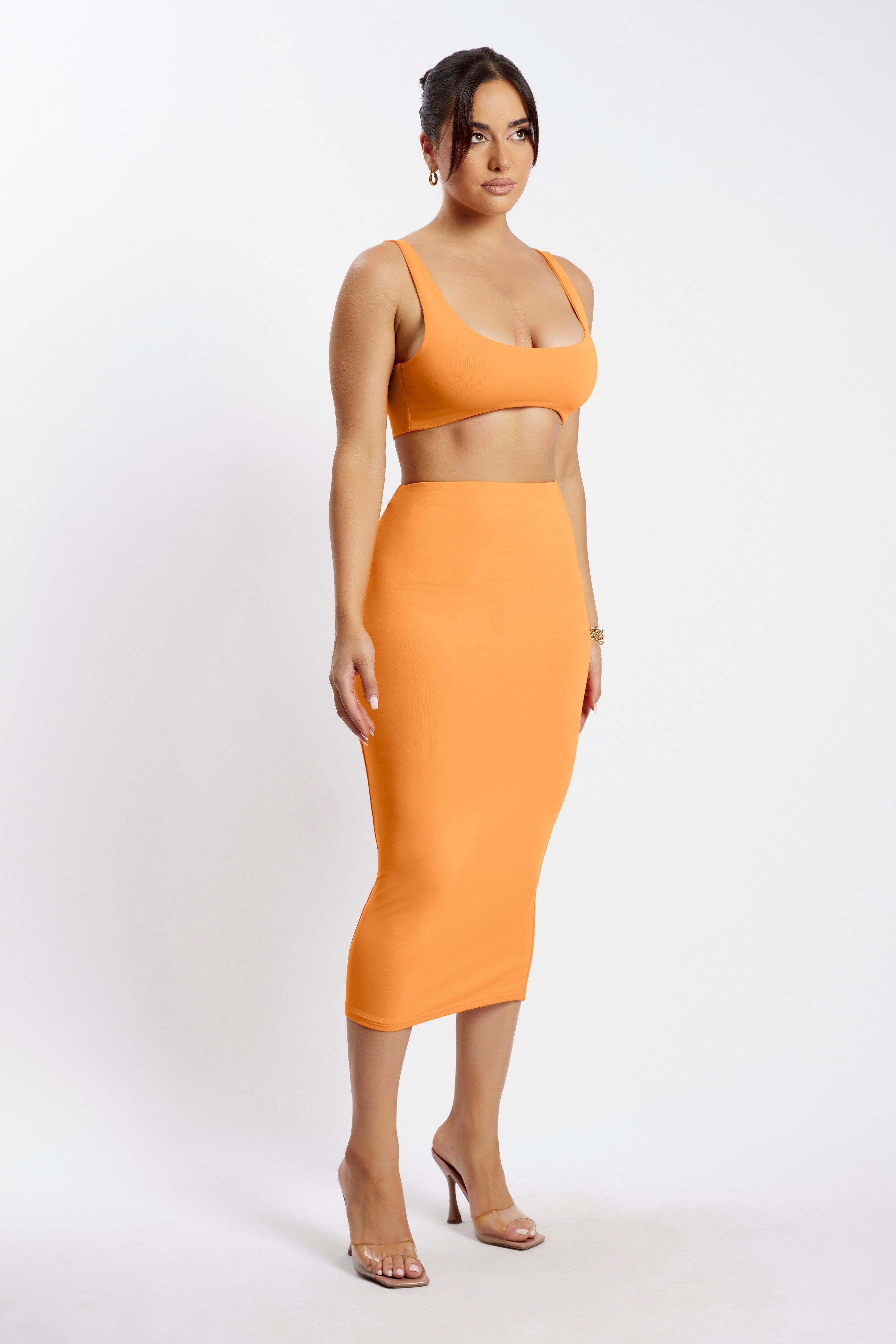 Jemma Scoop Neck Super Crop Top - Tangerine sold by Meshki product image thumbnail 7