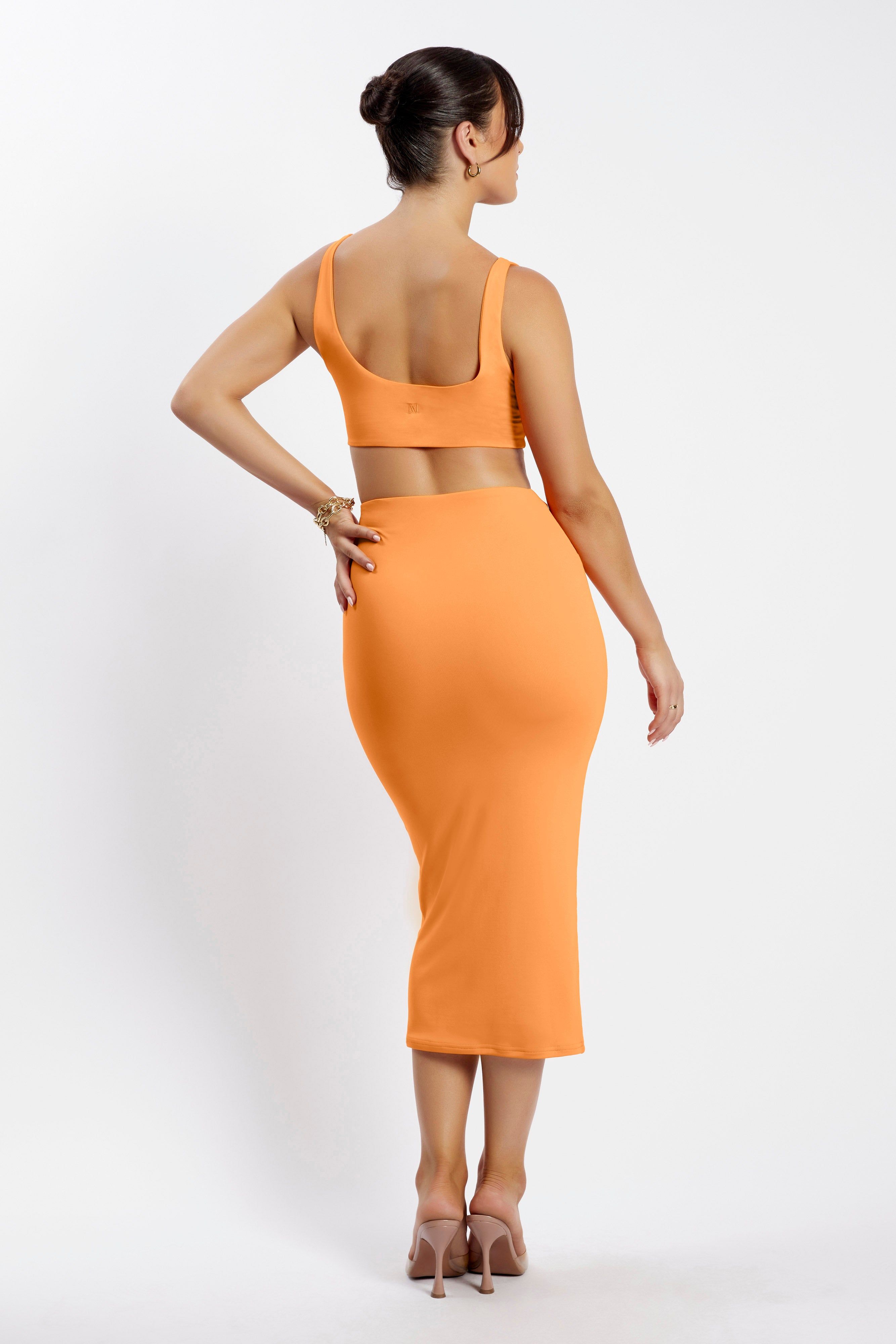 Jemma Scoop Neck Super Crop Top - Tangerine sold by Meshki product image thumbnail 4