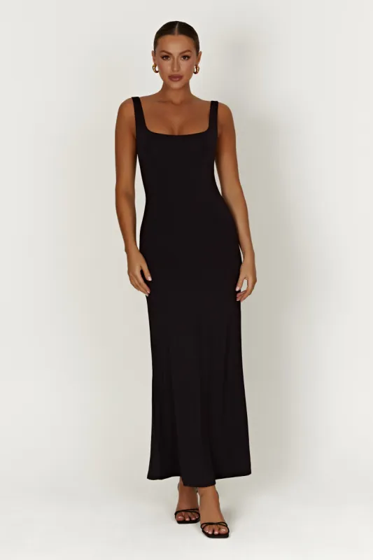 Aubree Fishtail Maxi Dress - Black sold by Meshki
