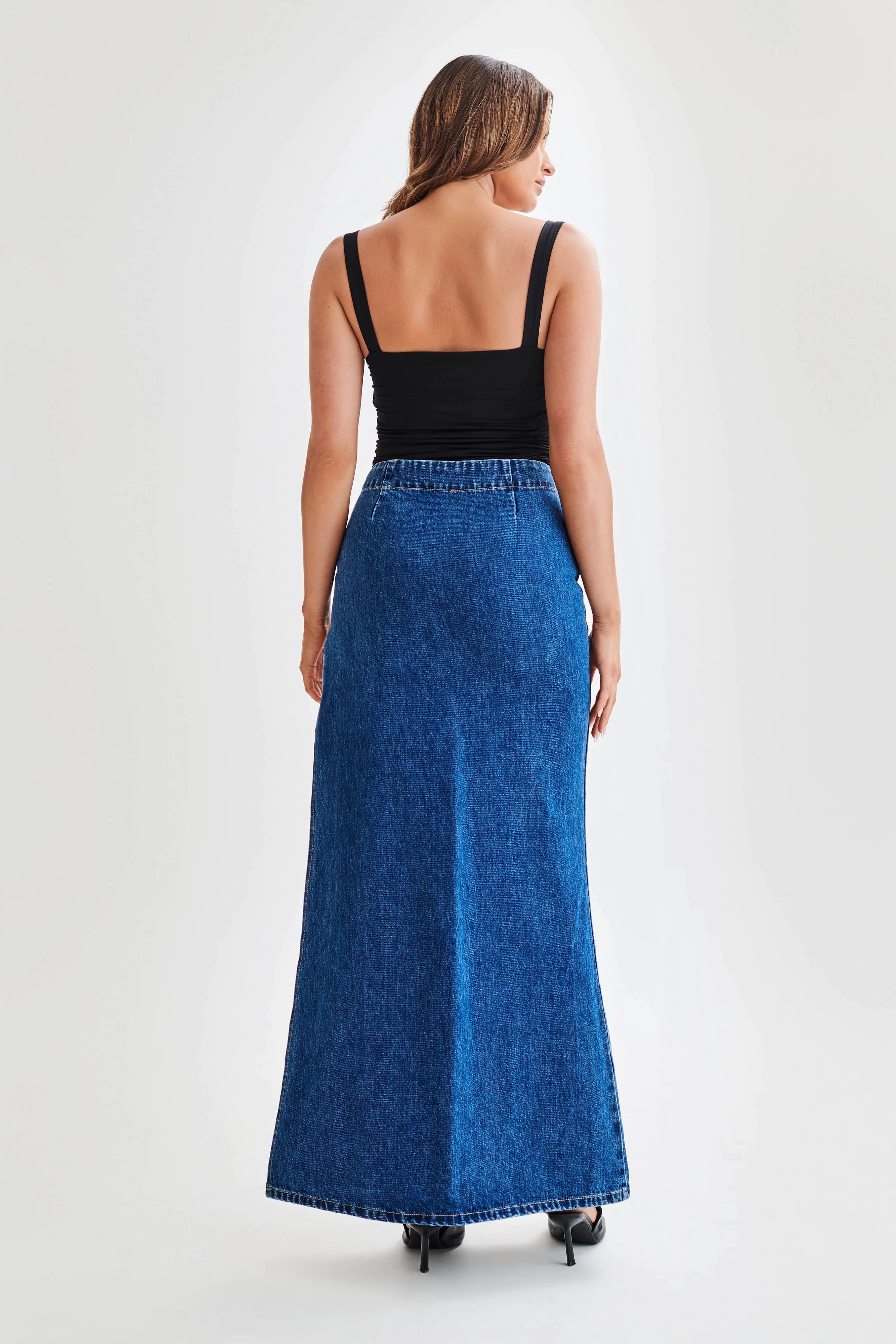 Hailey Slinky Long Line Sweetheart Top - Black sold by Meshki product image thumbnail 5