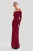 Josie Off Shoulder Mesh Maxi Dress - Wine sold by Meshki