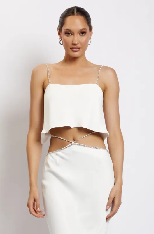 Dayana Straight Cut Crop Top - White sold by Meshki