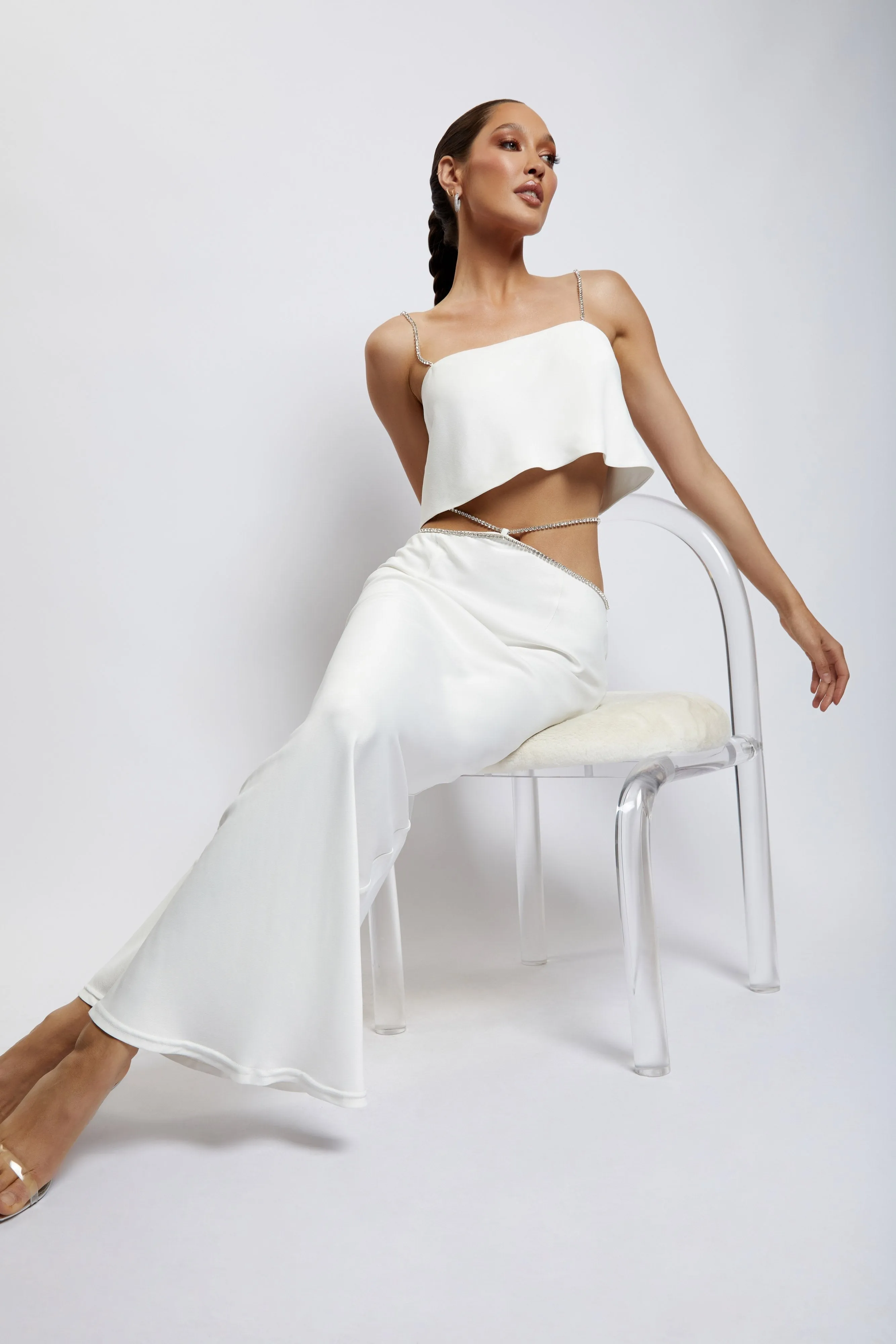 Dayana Straight Cut Crop Top - White sold by Meshki product image thumbnail 5