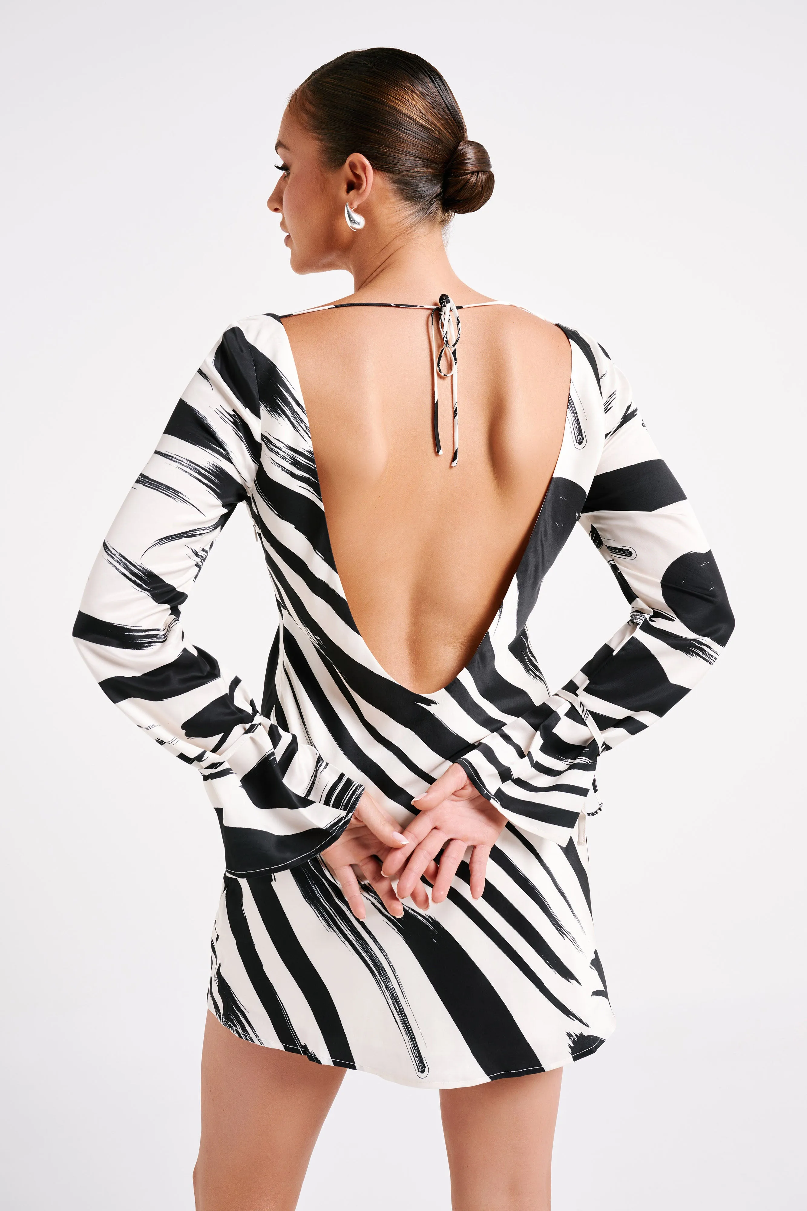 Marta Printed Satin Mini Dress - Abstract Print sold by Meshki product image thumbnail 2