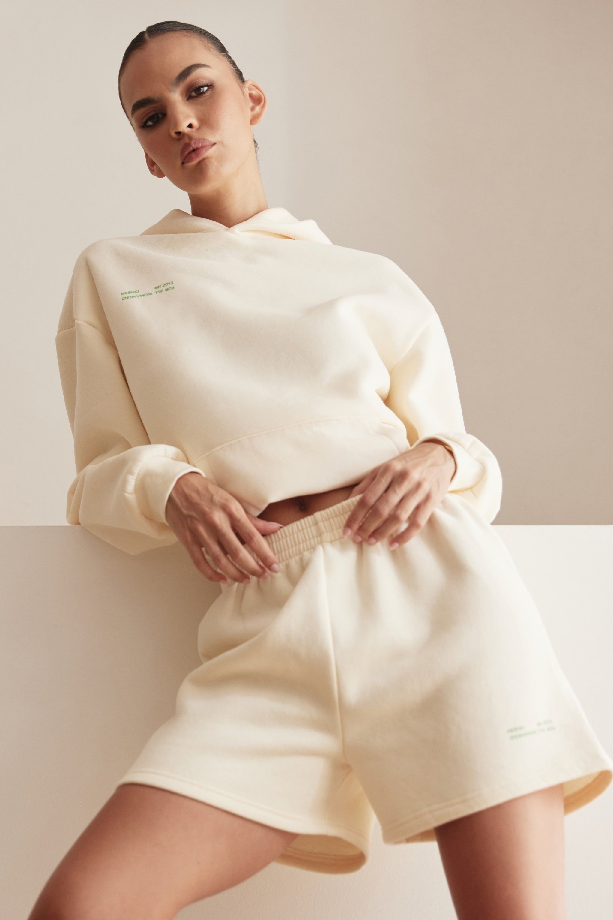 Bree Oversized Fleeceback Hoodie - Marshmallow sold by Meshki product image thumbnail 2