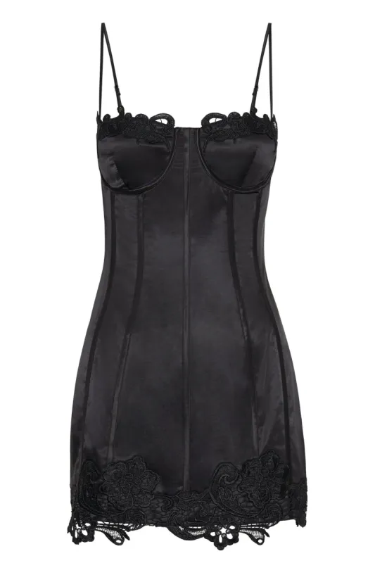 Tatiana Corset Mini Dress With Lace - Black | Parallel Tatiana Corset Mini Dress With Lace - Black | Parallel