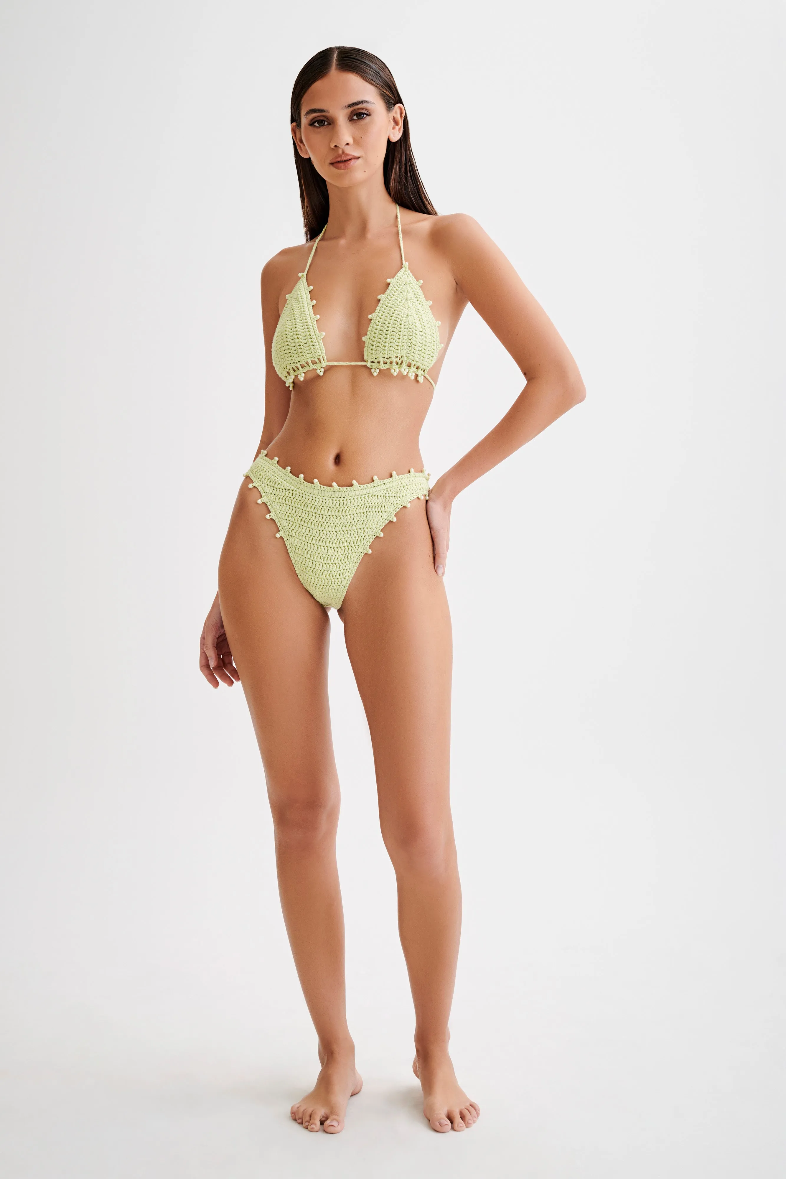 Sadie Pearl Knit Bikini Bottom - Seafoam Green sold by Meshki product image thumbnail 4