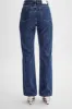 Janine High Waisted Straight Leg Jeans - Dark Blue sold by Meshki