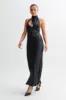 Belladonna Satin Halter Maxi Dress - Black sold by Meshki