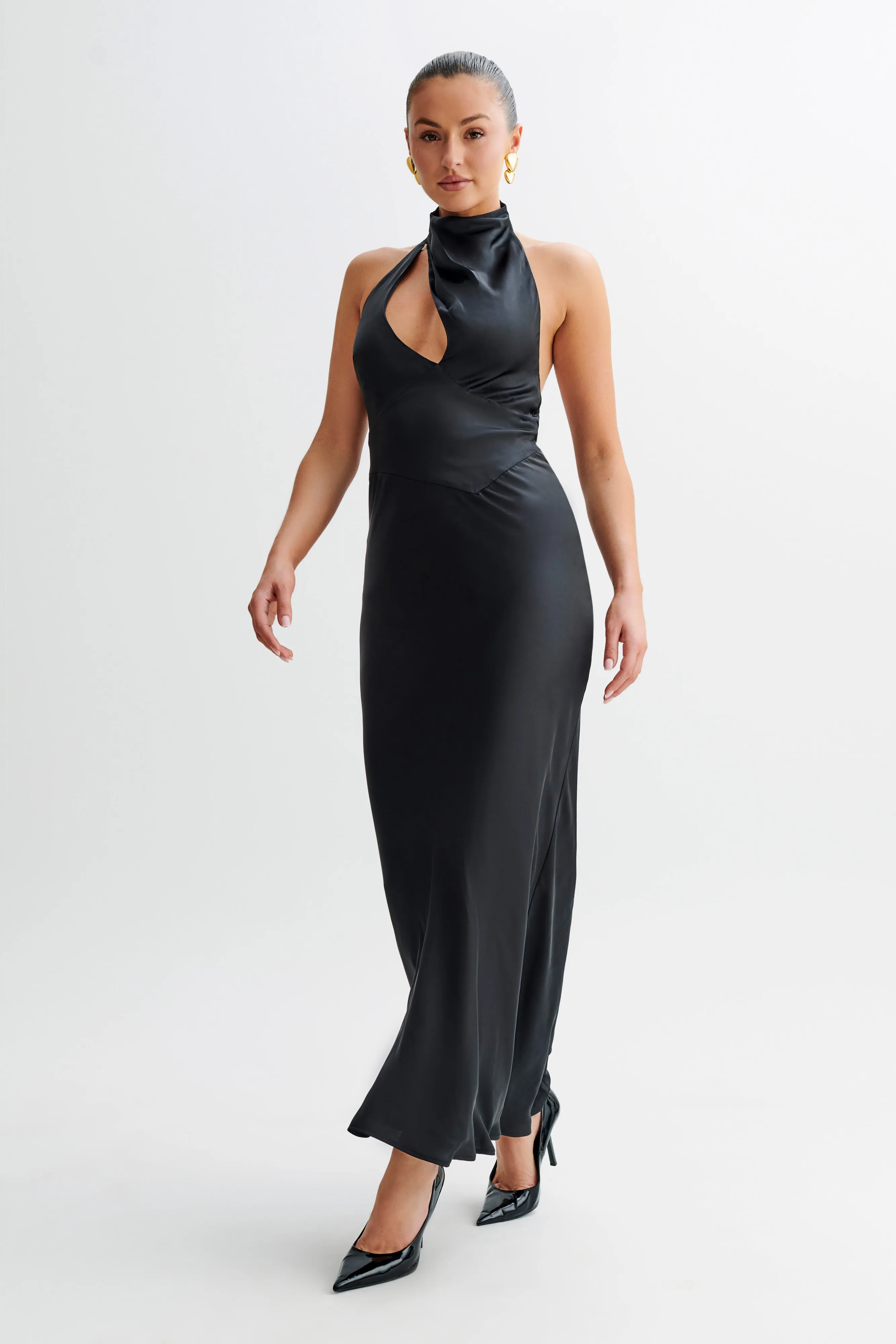 Belladonna Satin Halter Maxi Dress - Black sold by Meshki product image thumbnail 5