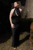 Belladonna Satin Halter Maxi Dress - Black sold by Meshki