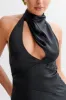 Belladonna Satin Halter Maxi Dress - Black sold by Meshki