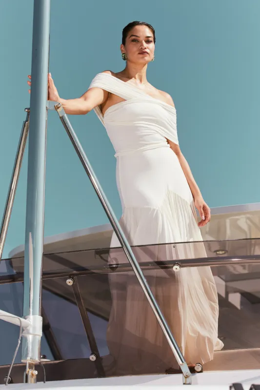 Odette Slinky Maxi Skirt - Ivory sold by Meshki