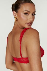 Oriana Lace Balconette Bra - Red sold by Meshki