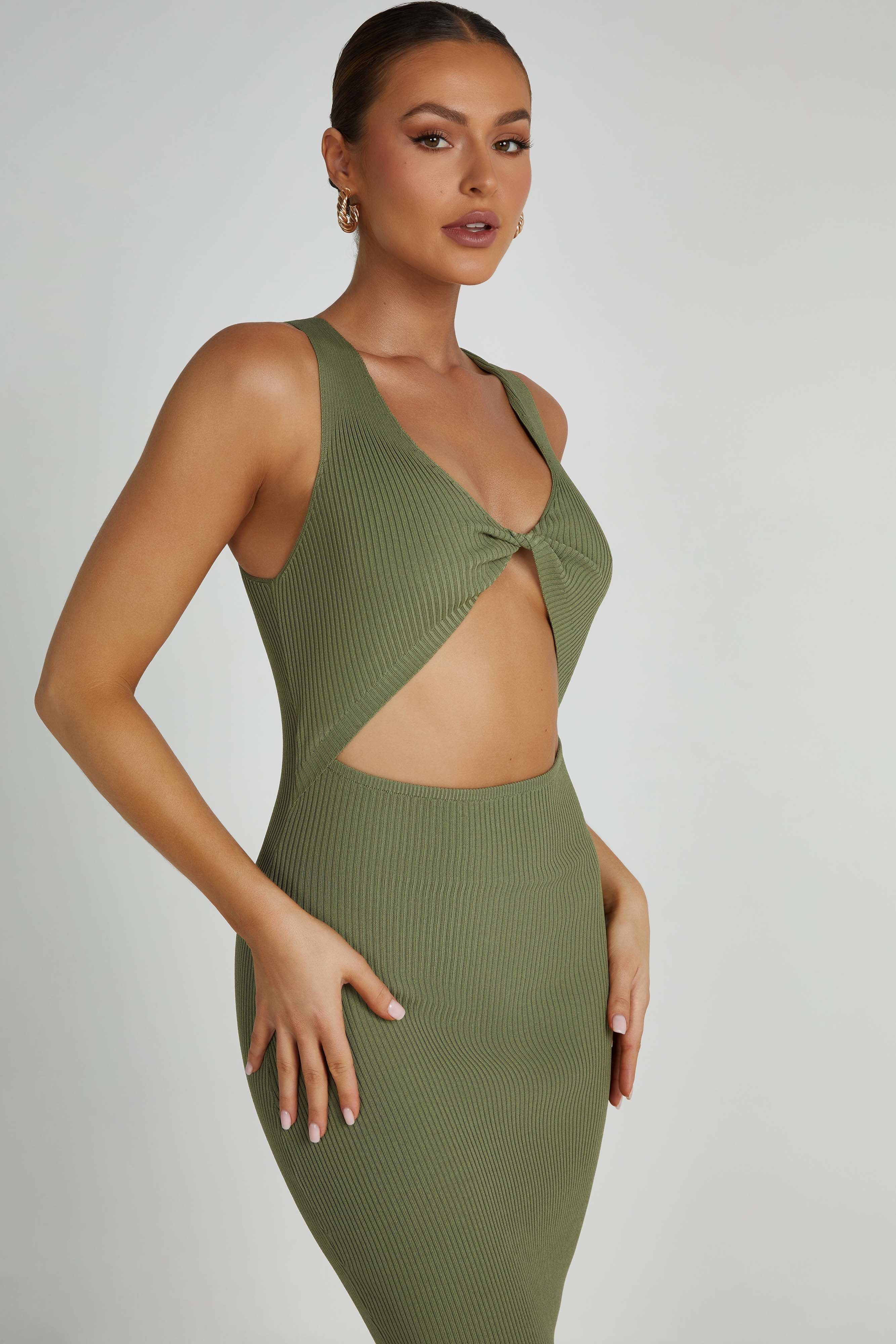 Kaesha Knit Maxi Dress - Olive sold by Meshki product image thumbnail 5