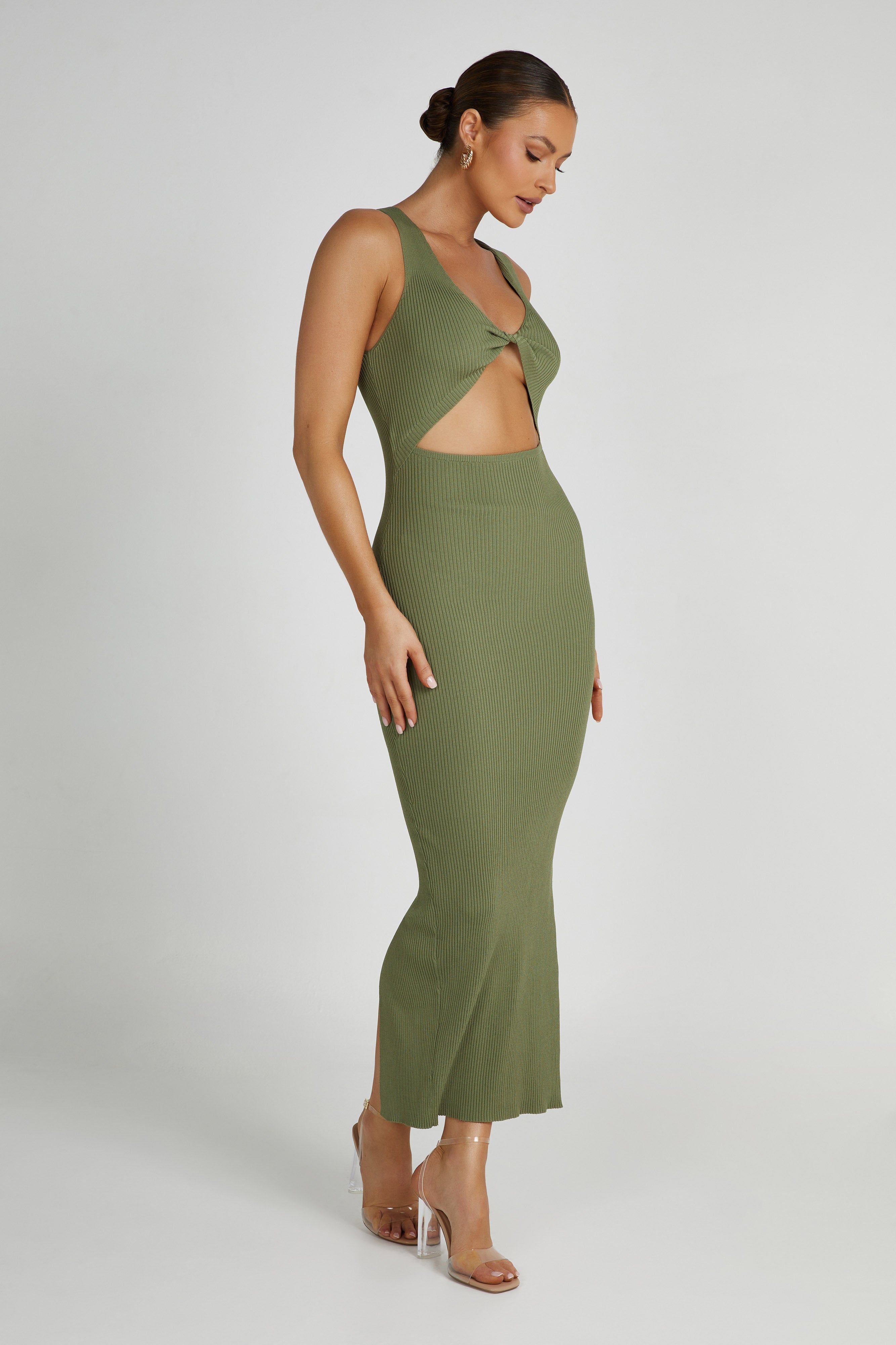 Kaesha Knit Maxi Dress - Olive sold by Meshki product image thumbnail 3