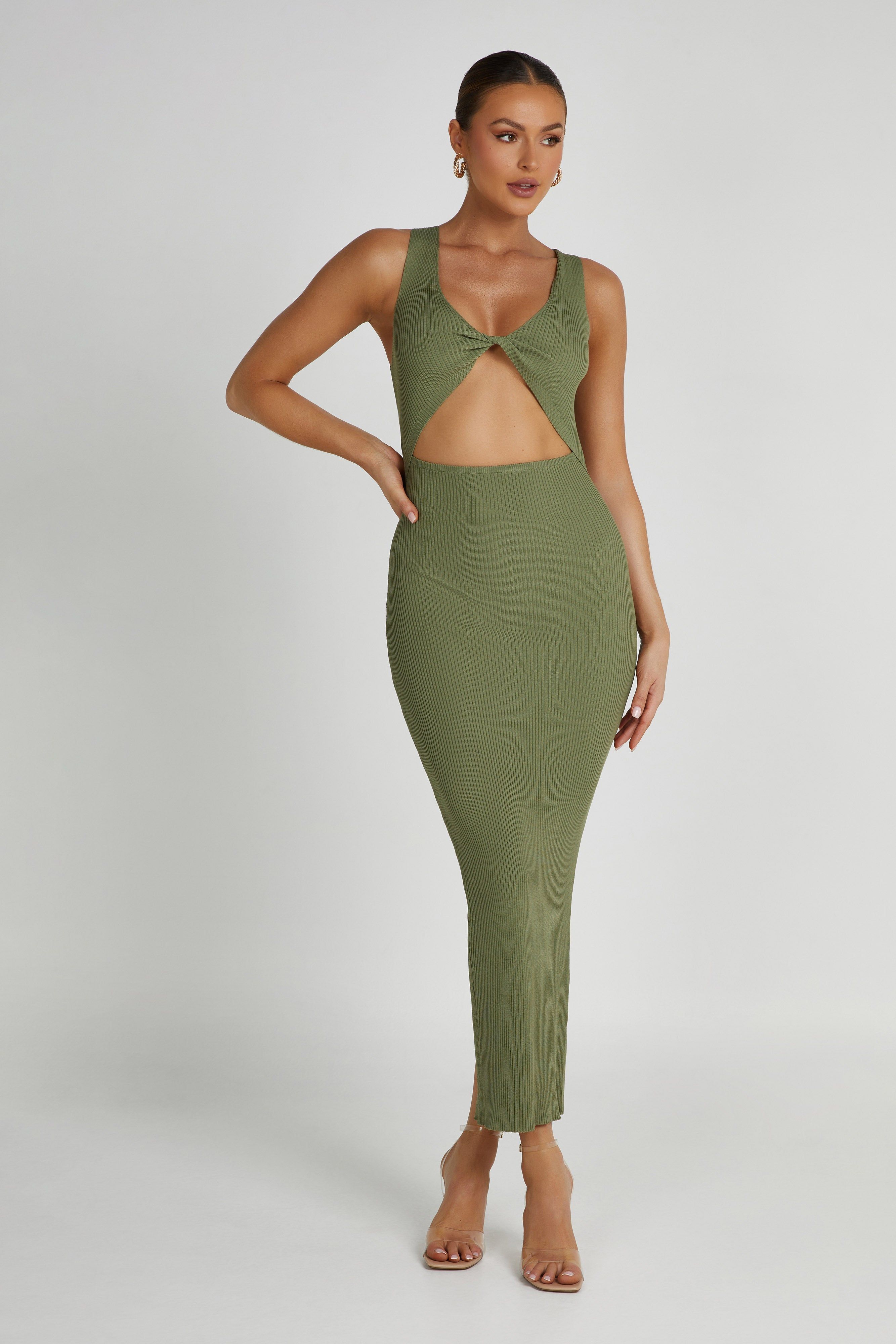 Kaesha Knit Maxi Dress - Olive sold by Meshki