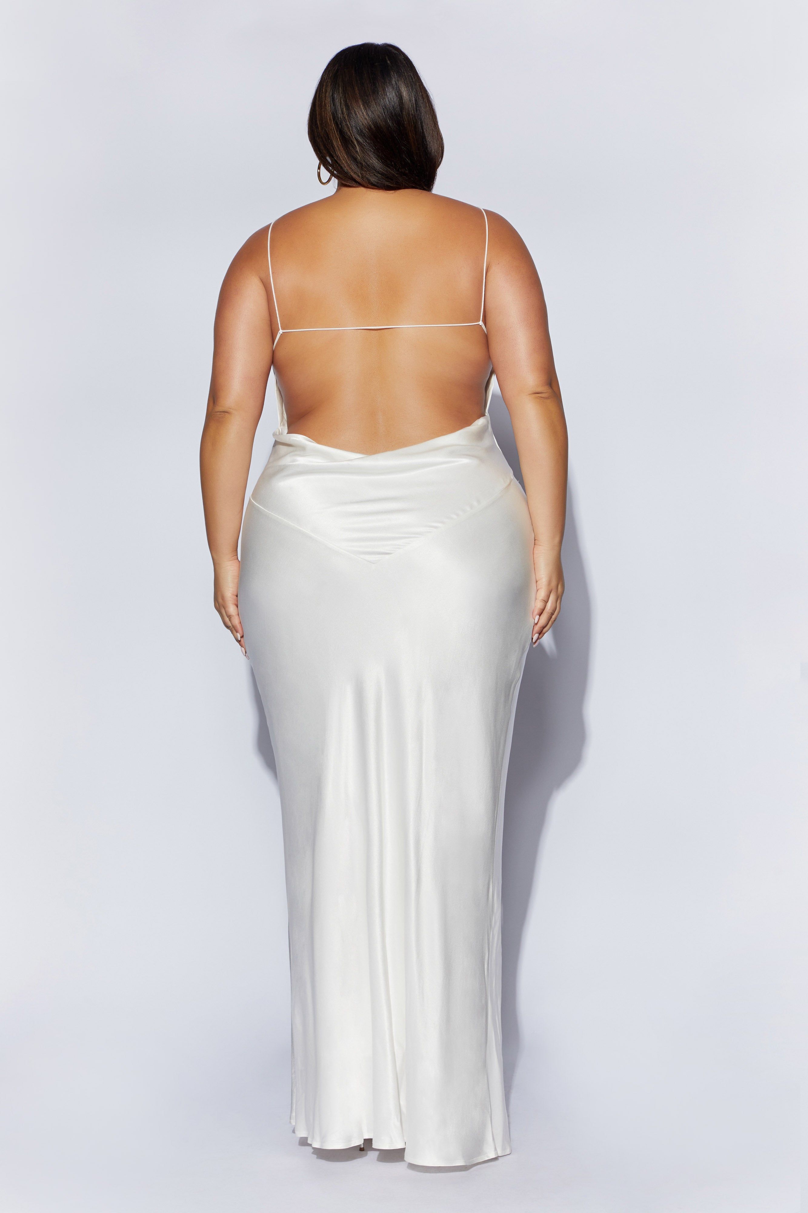 Sadie Maxi Satin Halter Ruched Slip Dress - White sold by Meshki product image thumbnail 11