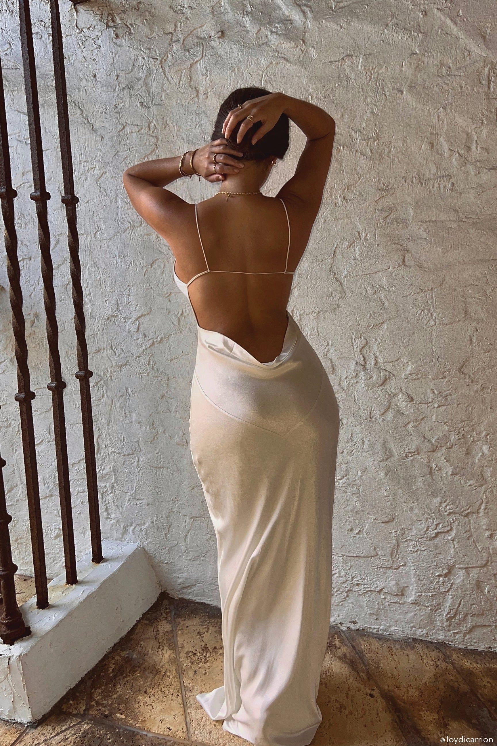 Sadie Maxi Satin Halter Ruched Slip Dress - White sold by Meshki product image thumbnail 2