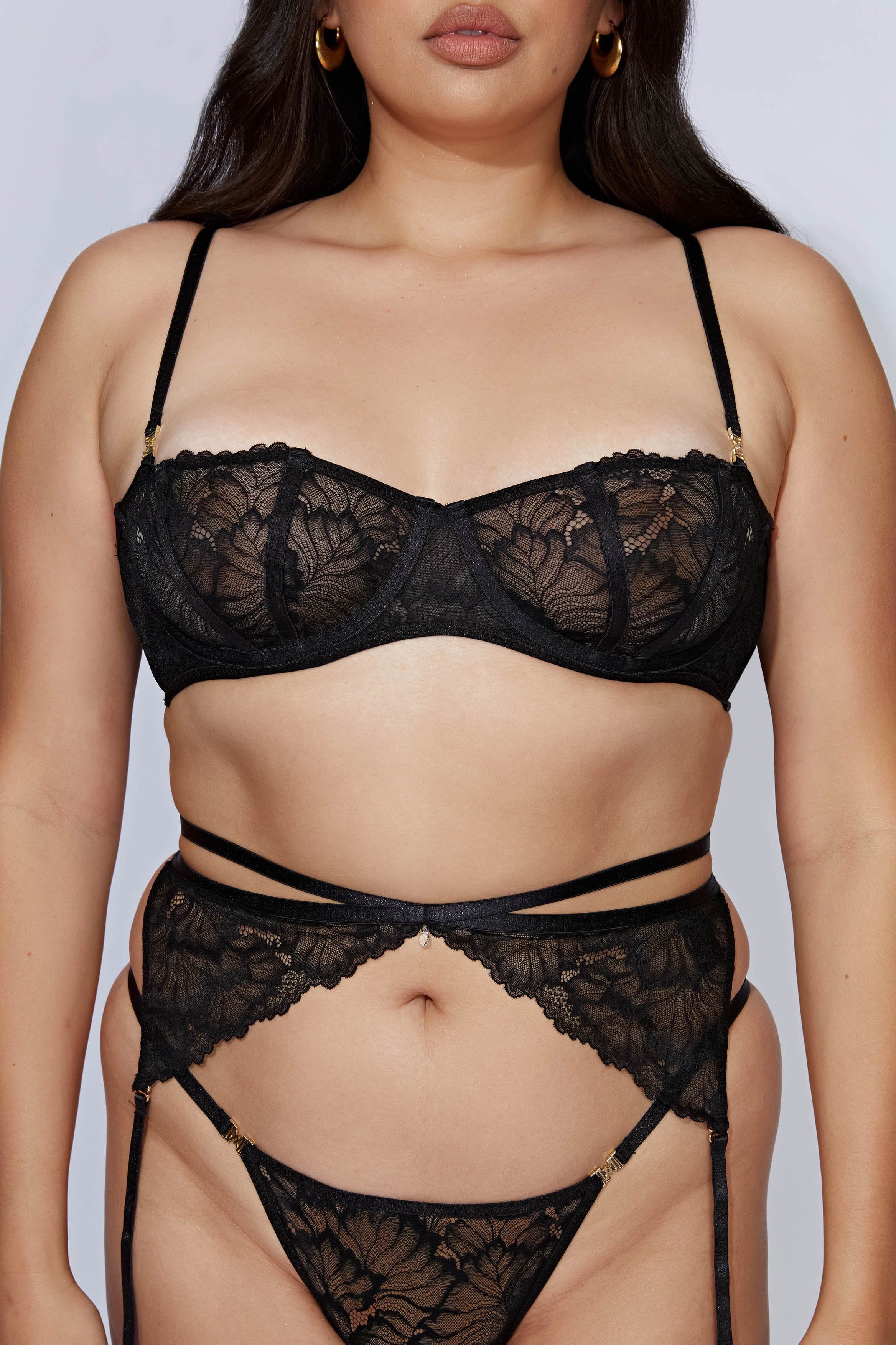 Marnie Lace Mesh Demi Bra - Black sold by Meshki product image thumbnail 7