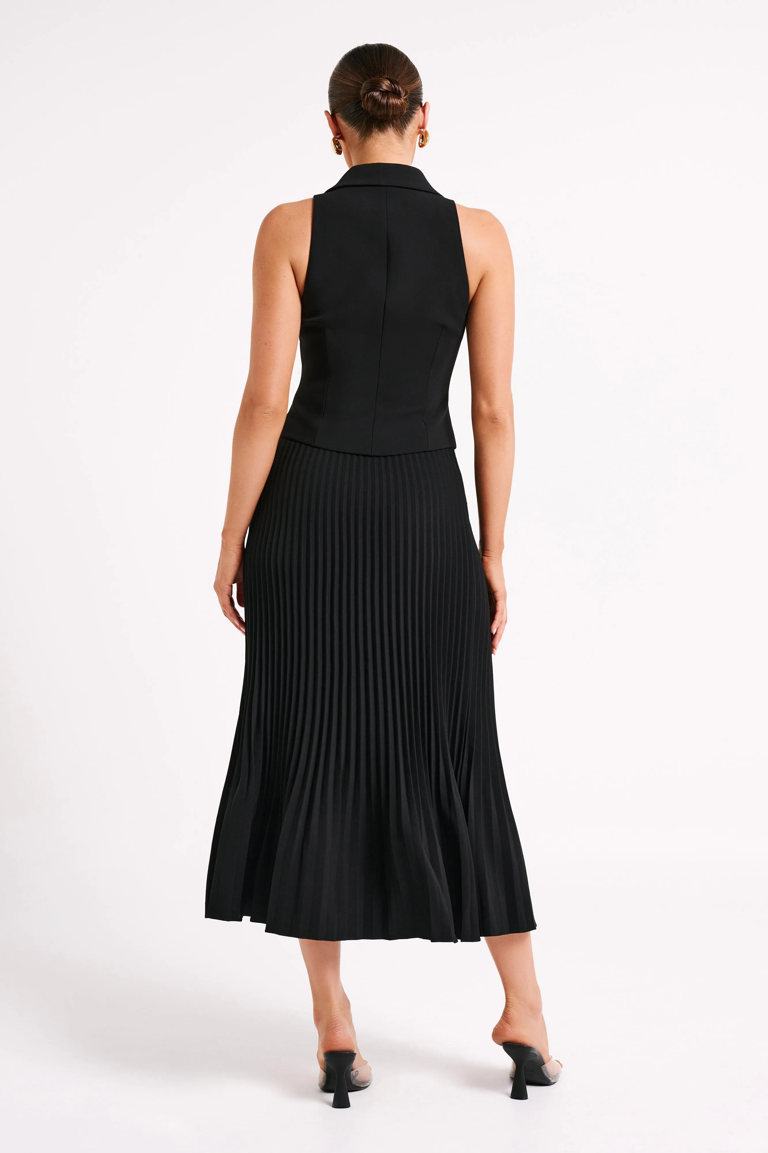 Twyla Pleated Suiting Maxi Skirt - Black sold by Meshki product image thumbnail 5