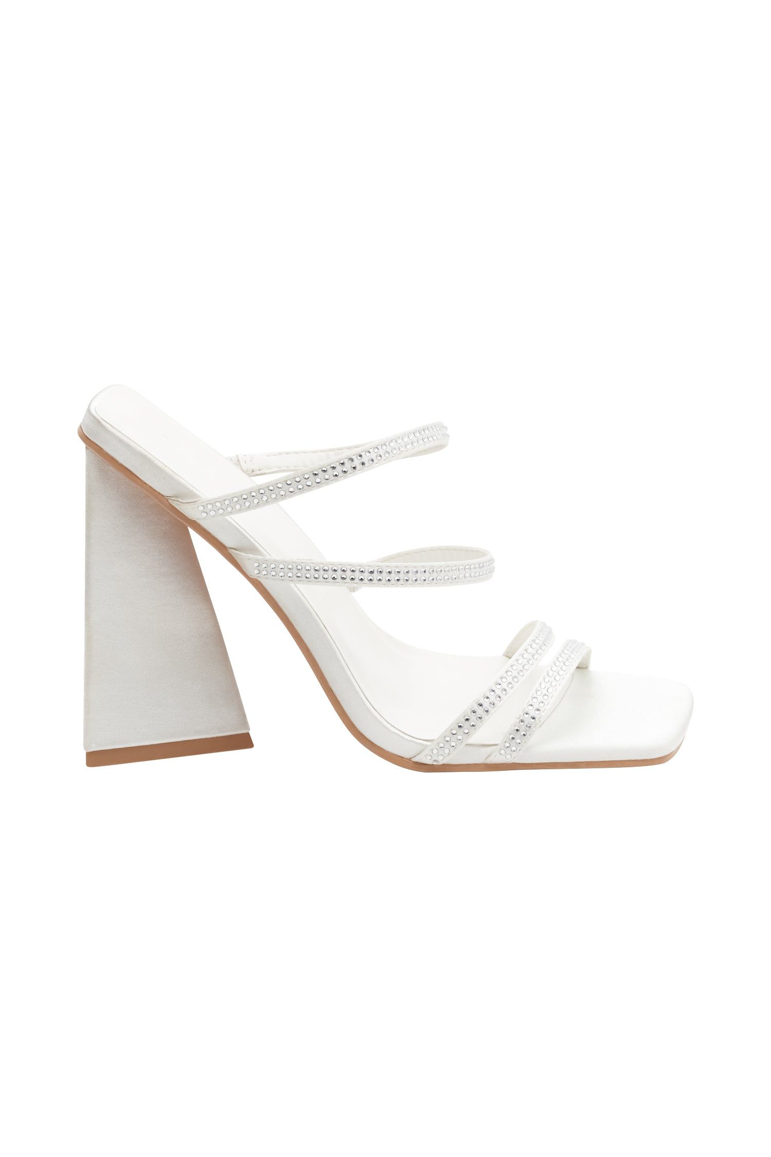 Robyn Diamante Strap Block Heels - Ivory sold by Meshki product image thumbnail 7