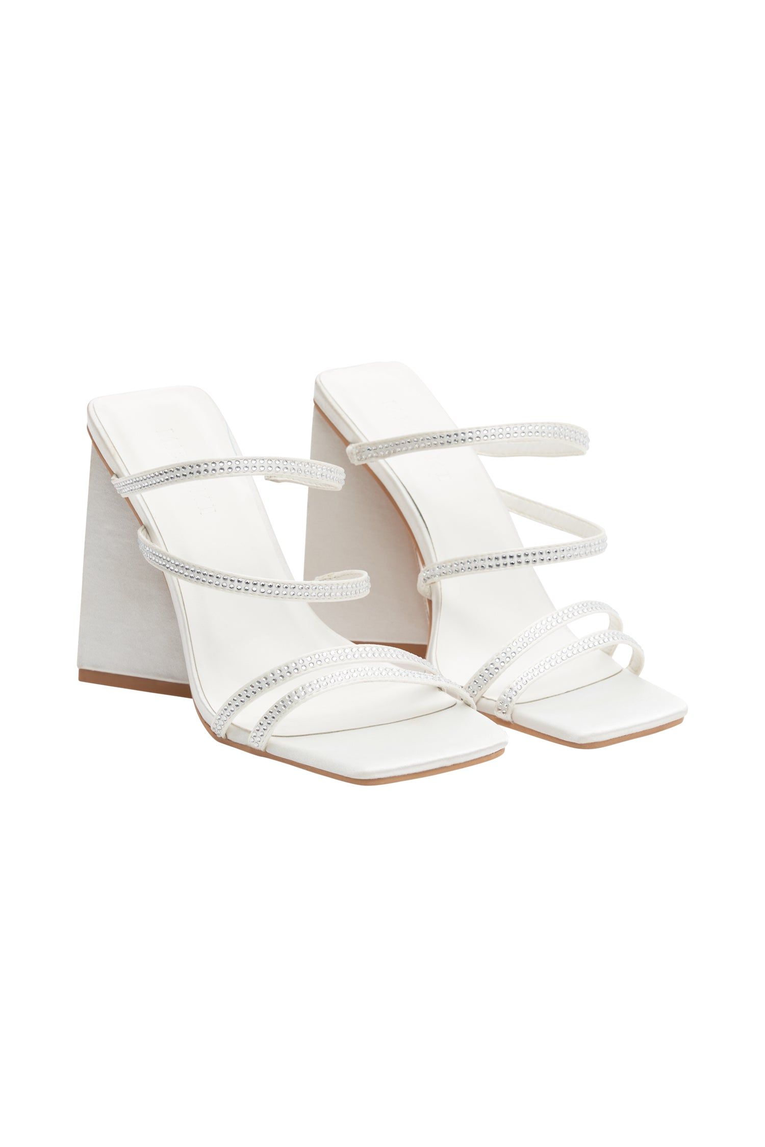 Robyn Diamante Strap Block Heels - Ivory sold by Meshki product image thumbnail 8