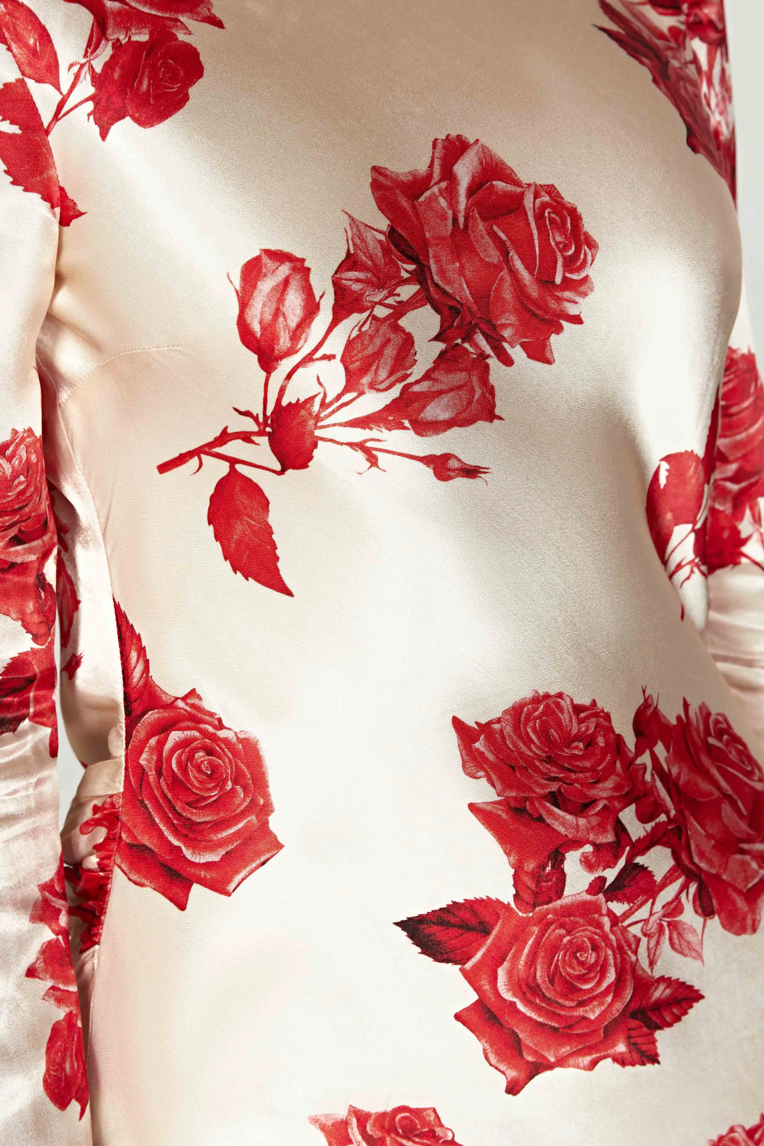 Davina Satin Long Sleeve Mini Dress - Rose Print sold by Meshki product image thumbnail 5