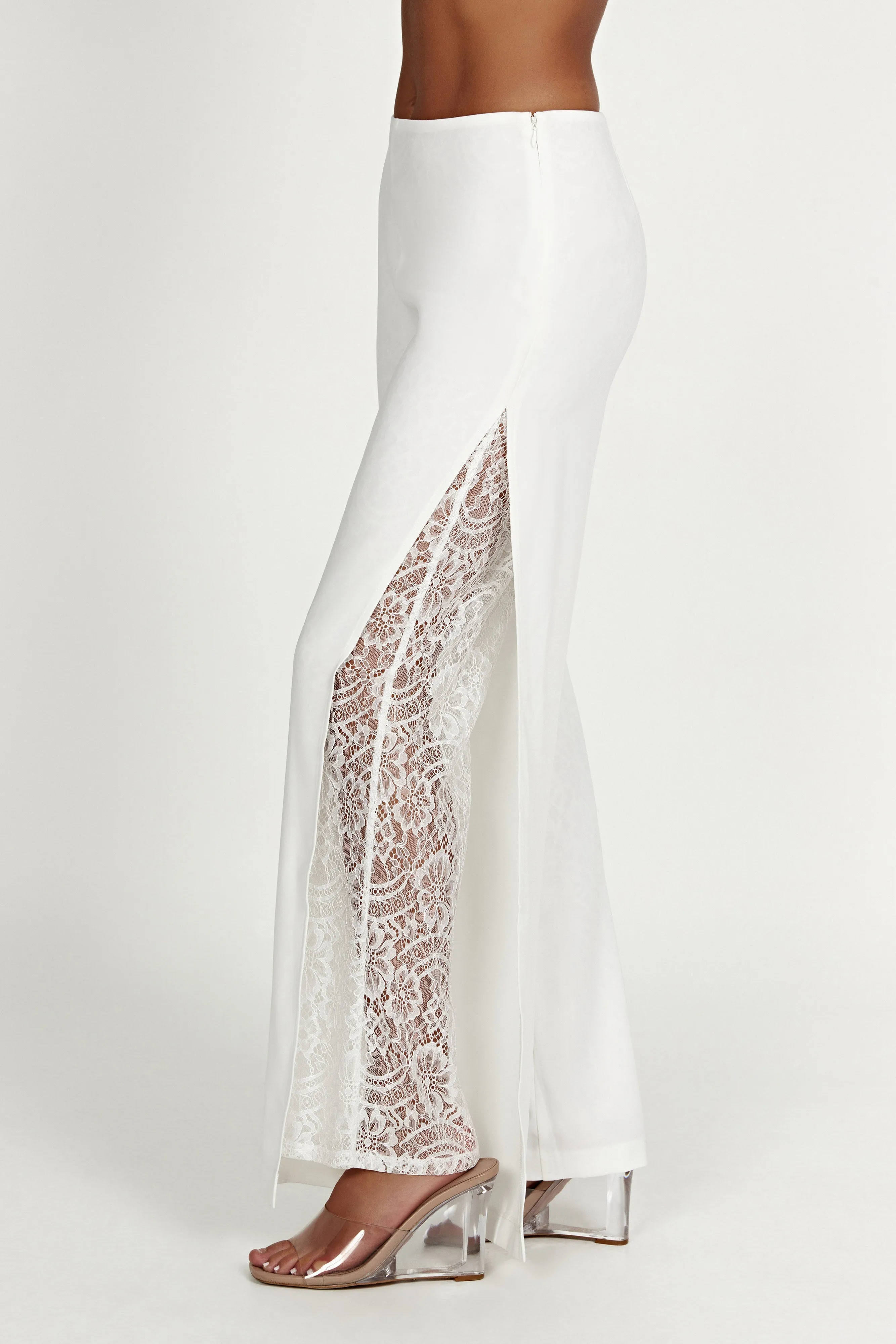 Estee Split Lace Pants - White sold by Meshki product image thumbnail 4