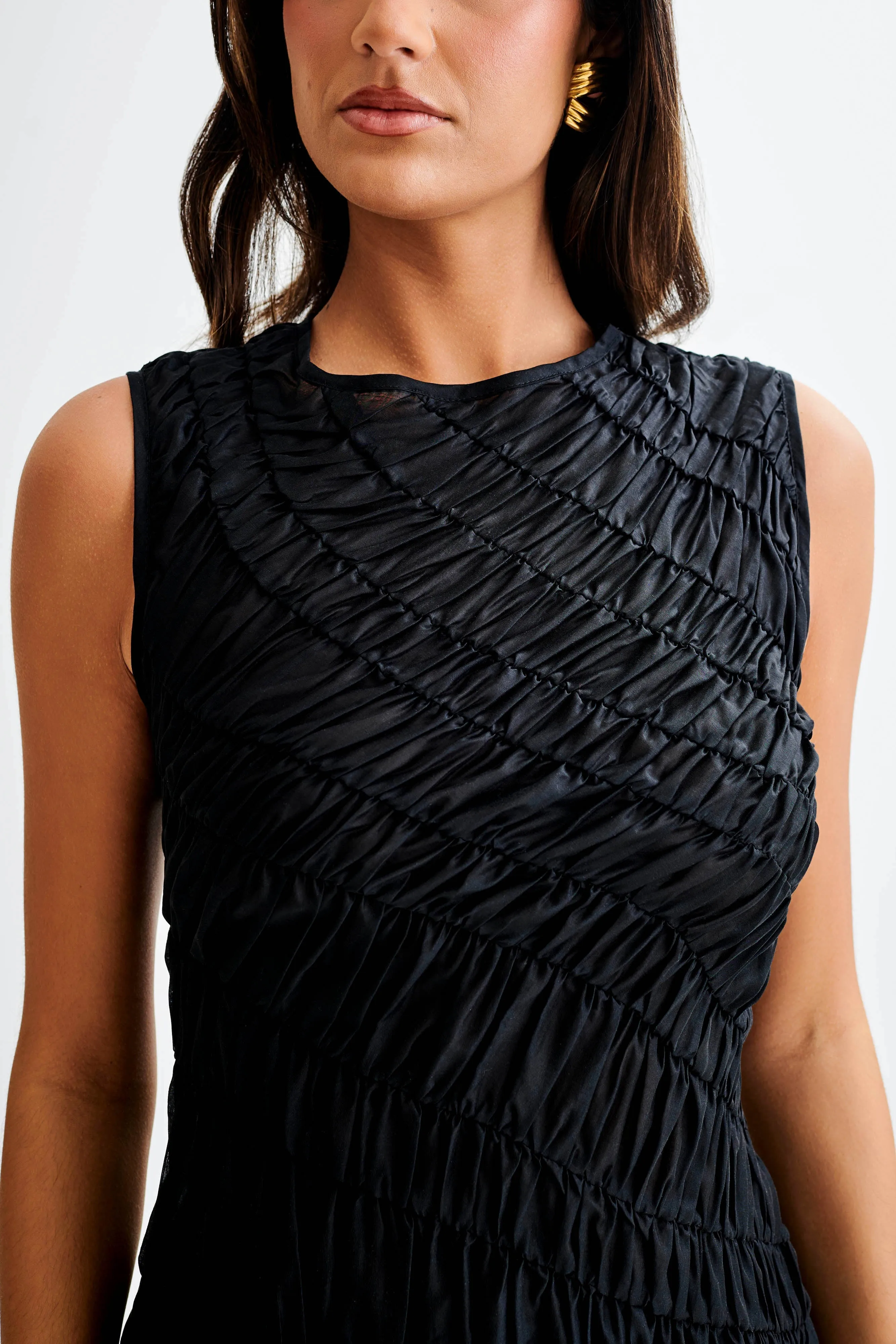 Adella Gathered Mini Dress - Black sold by Meshki product image thumbnail 2