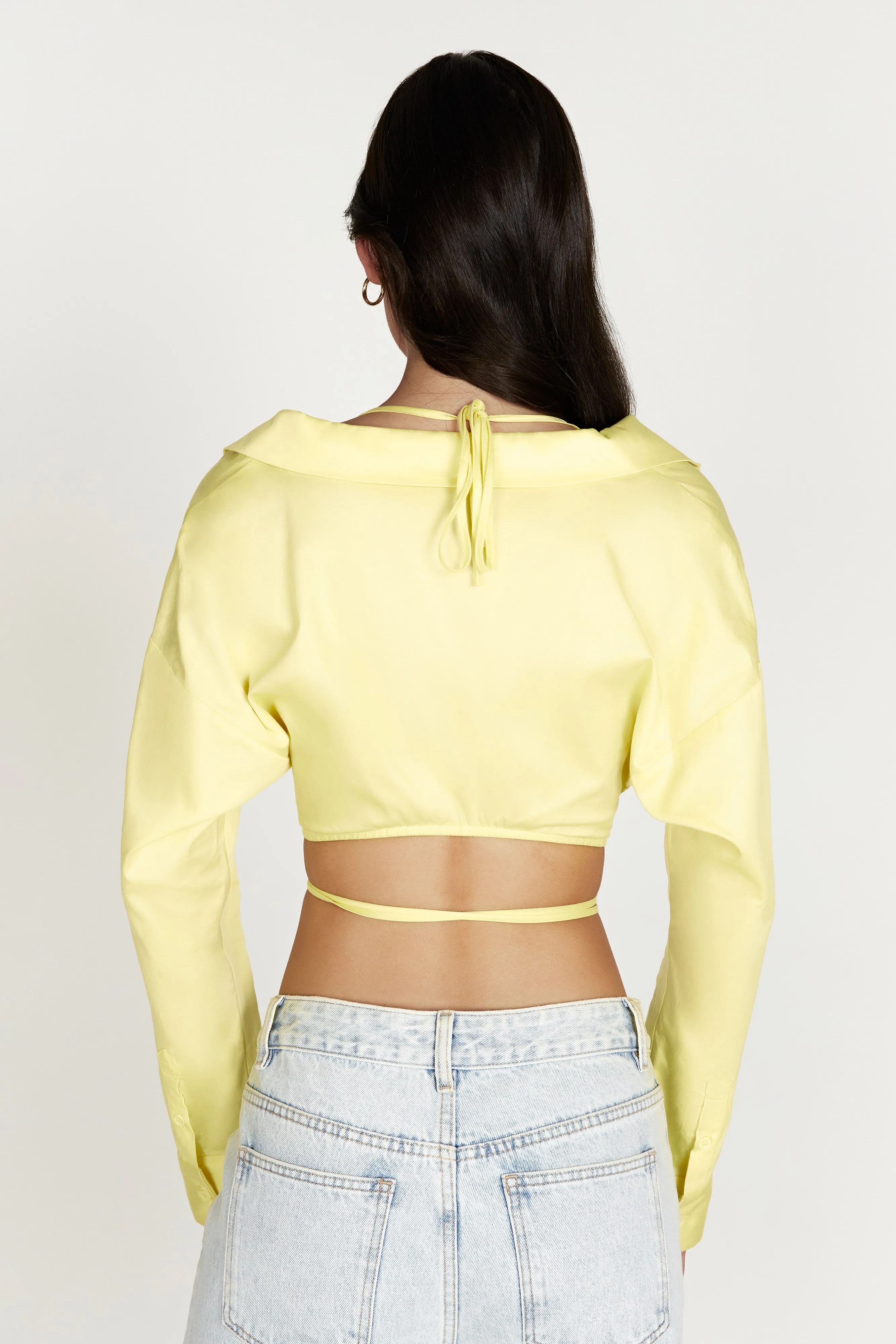 Freya Off Shoulder Long Sleeve Shirt - Lemon sold by Meshki product image thumbnail 2
