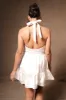 Holly Satin Structured Halter Mini Dress - White sold by Meshki