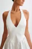 Holly Satin Structured Halter Mini Dress - White sold by Meshki