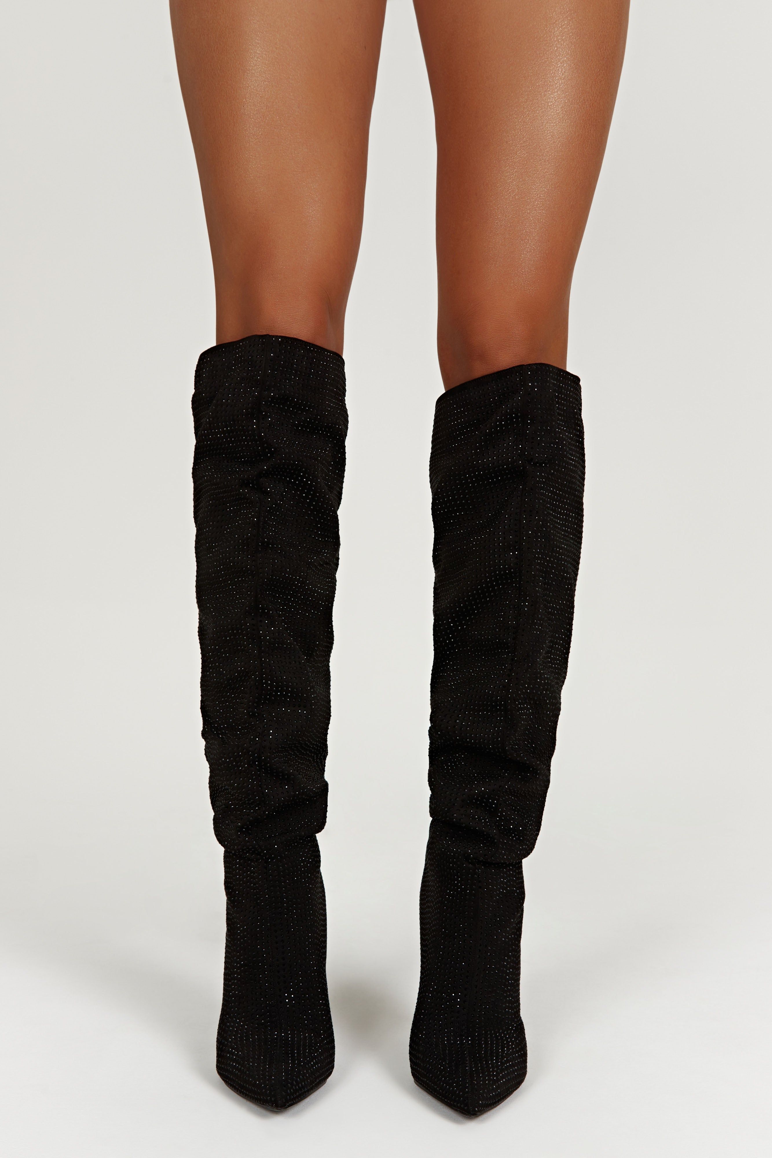 Jenner Diamante High Heel Boot - Black sold by Meshki product image thumbnail 4