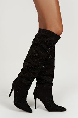 Jenner Diamante High Heel Boot - Black sold by Meshki