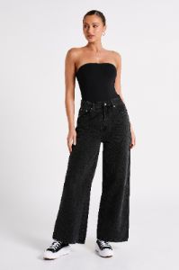 Leighton Recycled Nylon Strapless Bodysuit - Black sold by Meshki