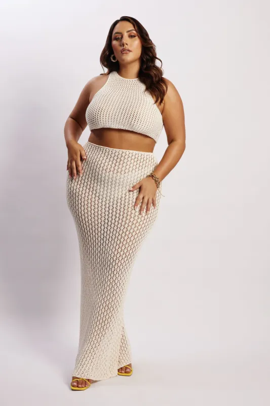 Rosella Crochet Maxi Skirt - Cream sold by Meshki