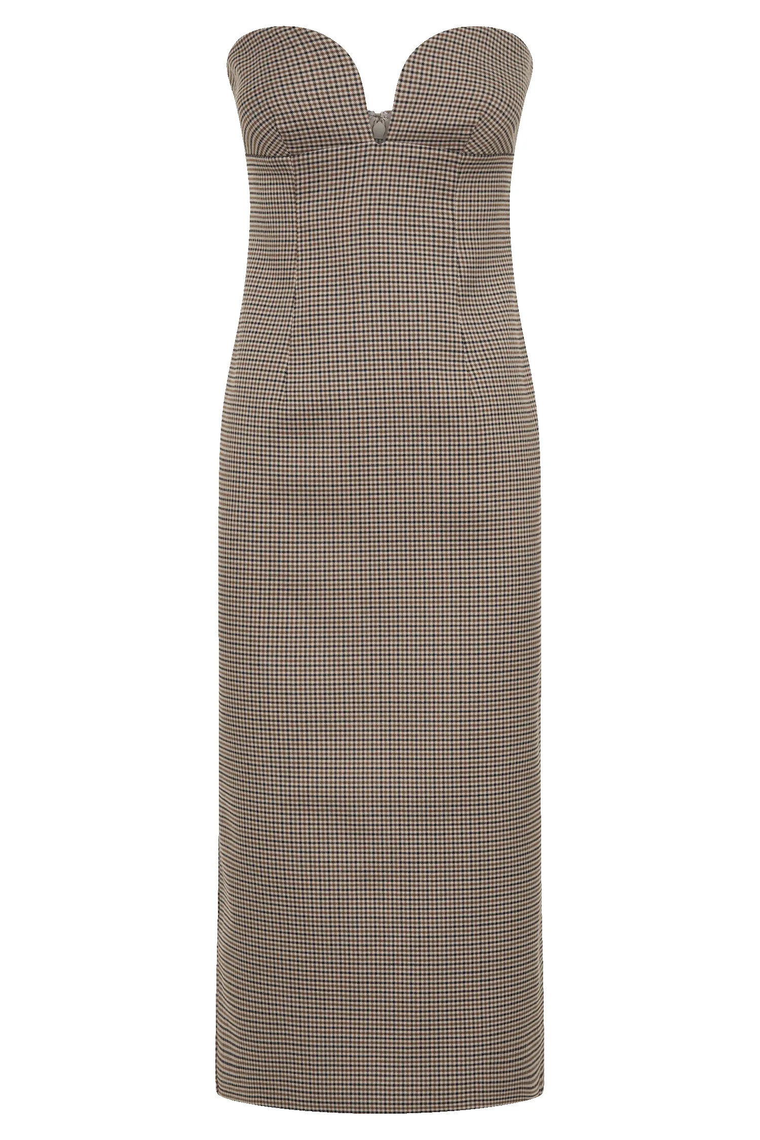 Christie Strapless Midi Dress - Tan Check sold by Meshki product image thumbnail 5