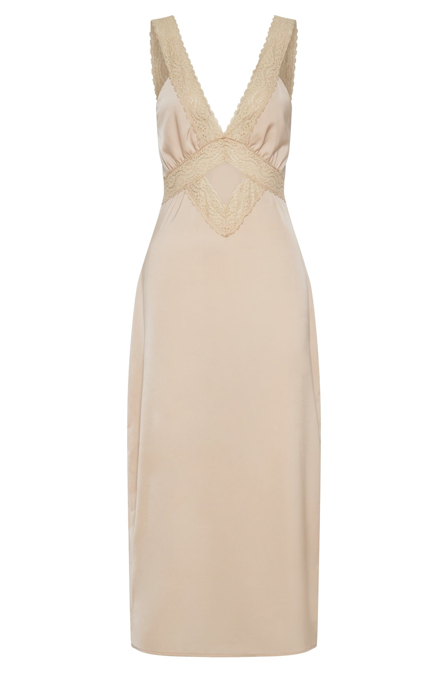 Kristin Lace Cut Out Midi Dress - Champagne sold by Meshki product image thumbnail 7