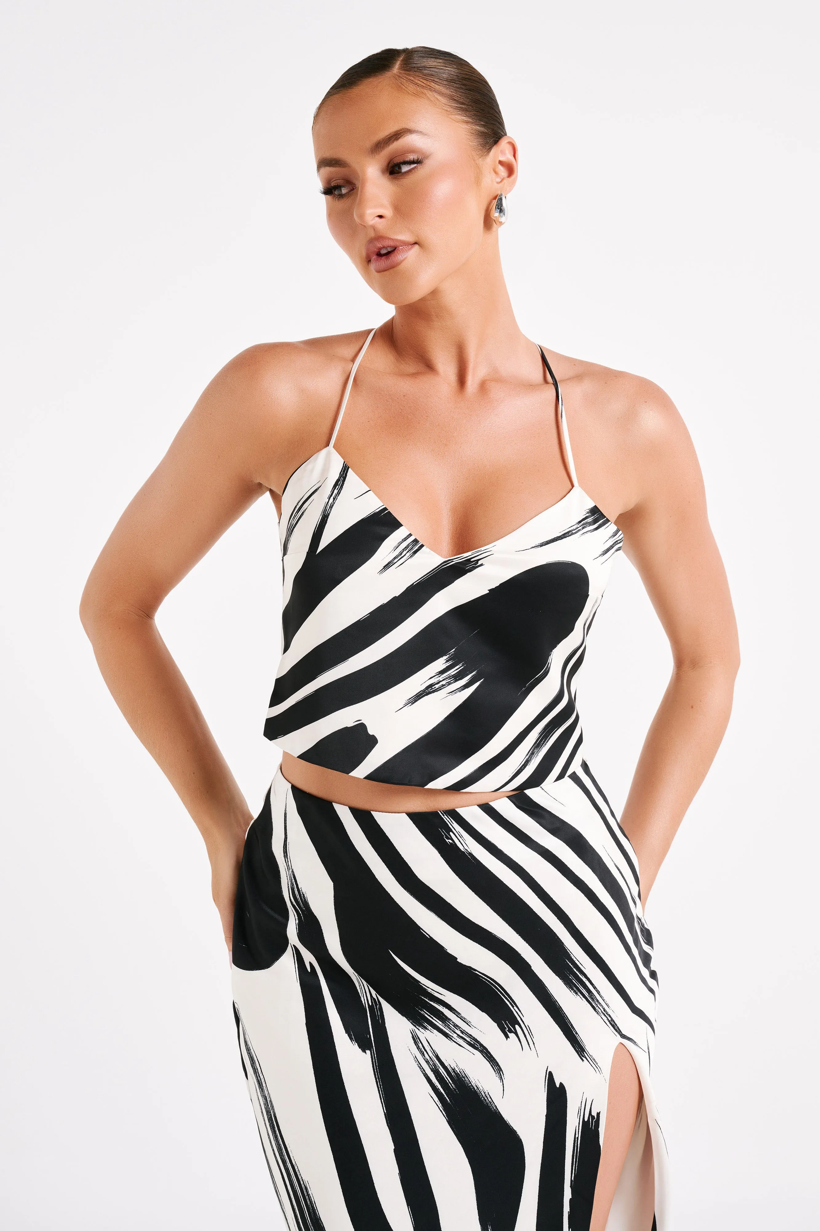 Felicia Printed Halter Top - Abstract Print sold by Meshki product image thumbnail 4